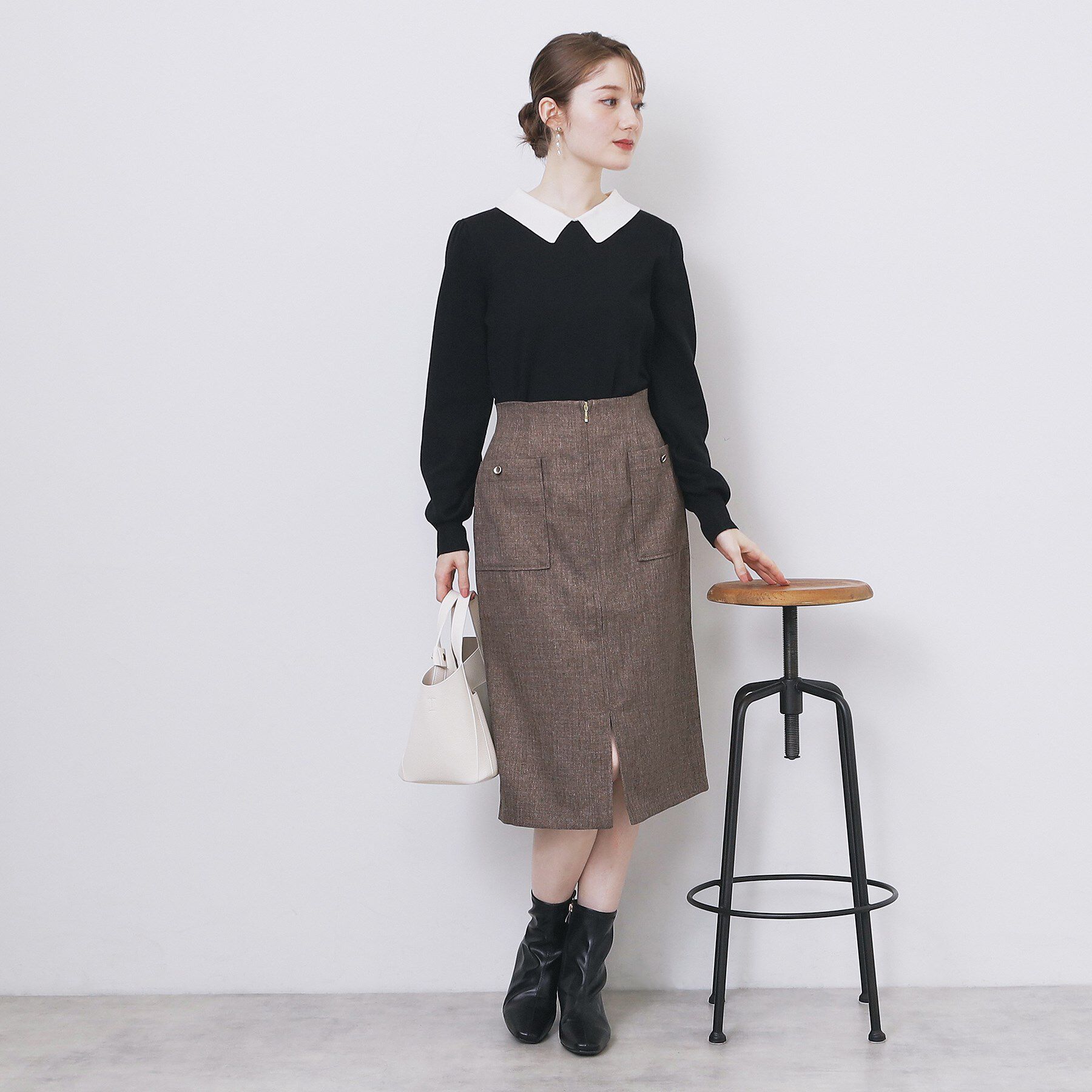 index「バイカラー衿付きニット【洗濯機OK】」|ニット・セーター|