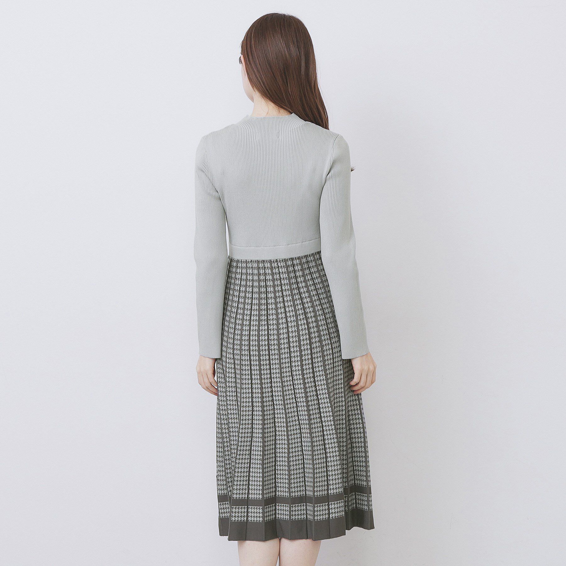 index「千鳥チェックバイカラーニットワンピース【洗濯機OK/抗ピル】」|ワンピース|