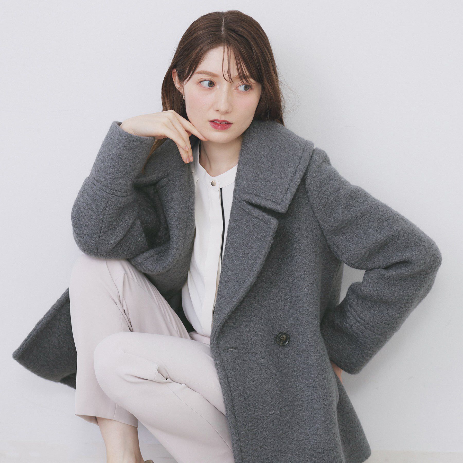 index「ブークレミドルコート【洗える】」|ピーコート|チャコールグレー(0