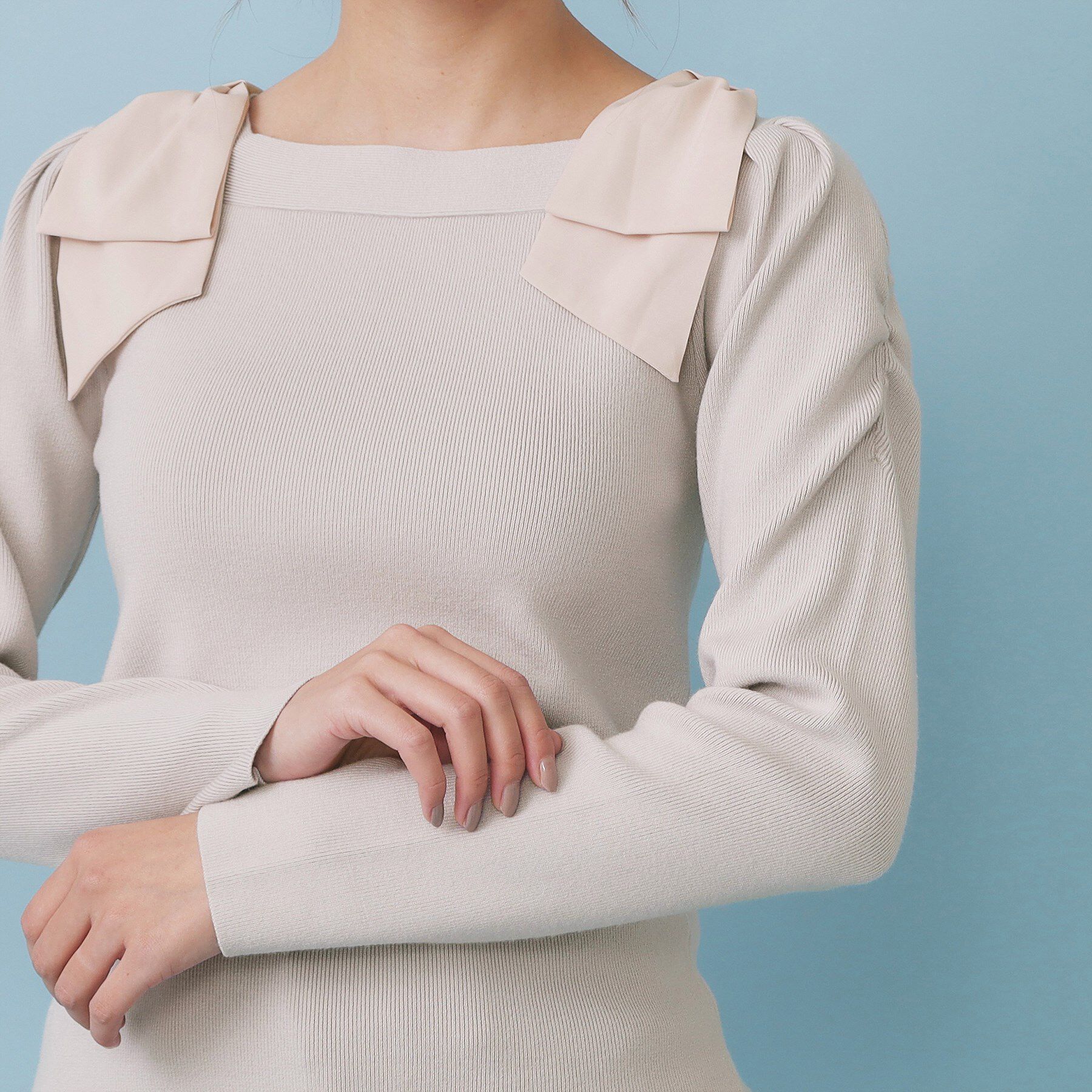 index「ショルダービッグリボンスクエアニット【洗濯機OK】」|ニット・セーター|