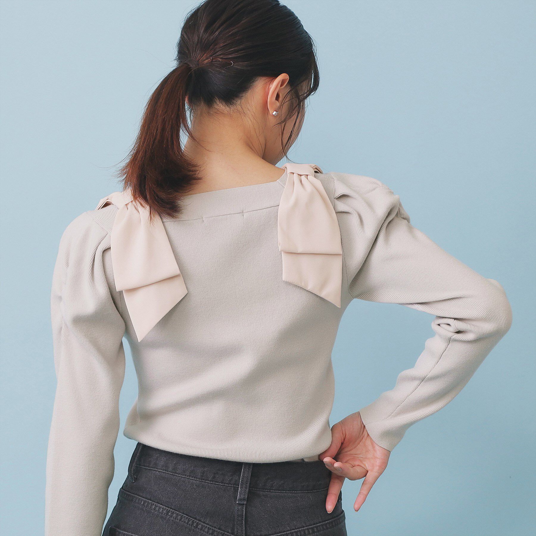 index「ショルダービッグリボンスクエアニット【洗濯機OK】」|ニット・セーター|