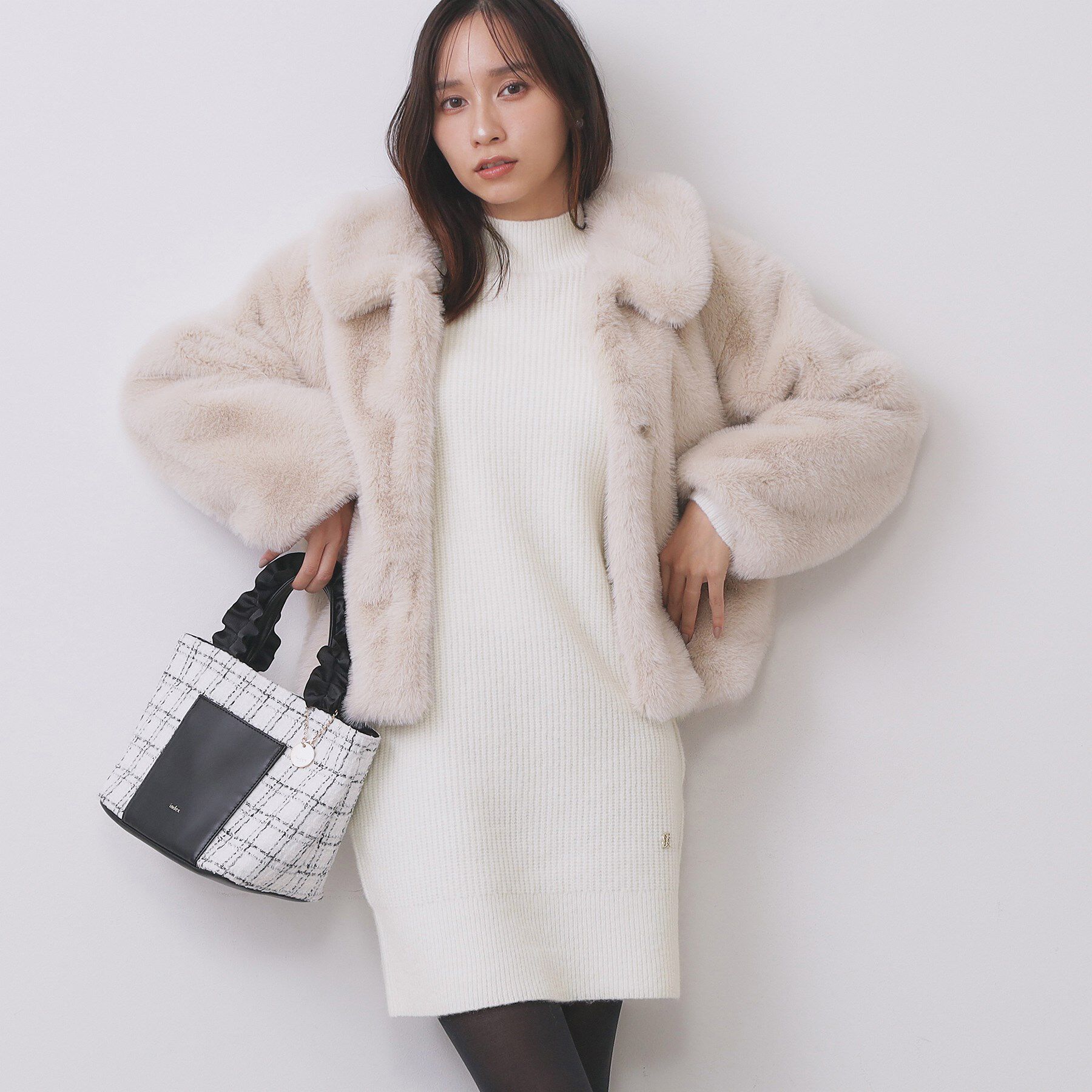 index「ウール混ケーブルスリーブミニワンピース【洗濯機OK】」|ワンピース|