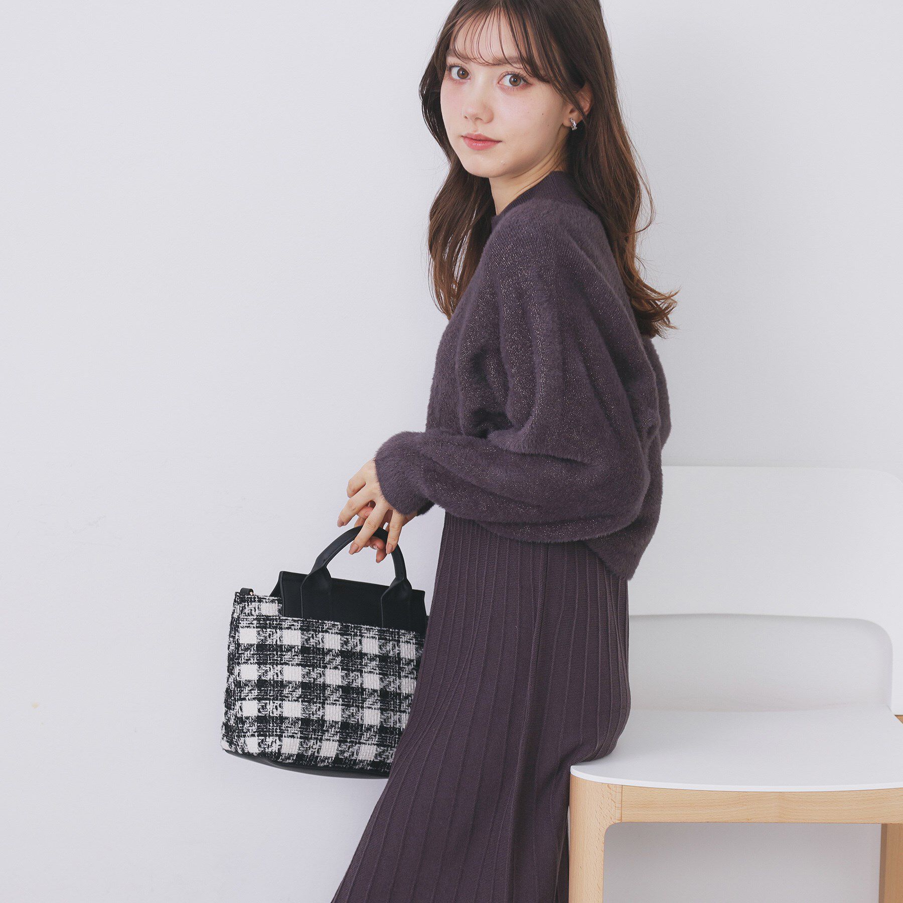 index「ラメフェザープルオーバーセット ニットワンピース【洗濯機OK】《XS～LL》」|スーツ|