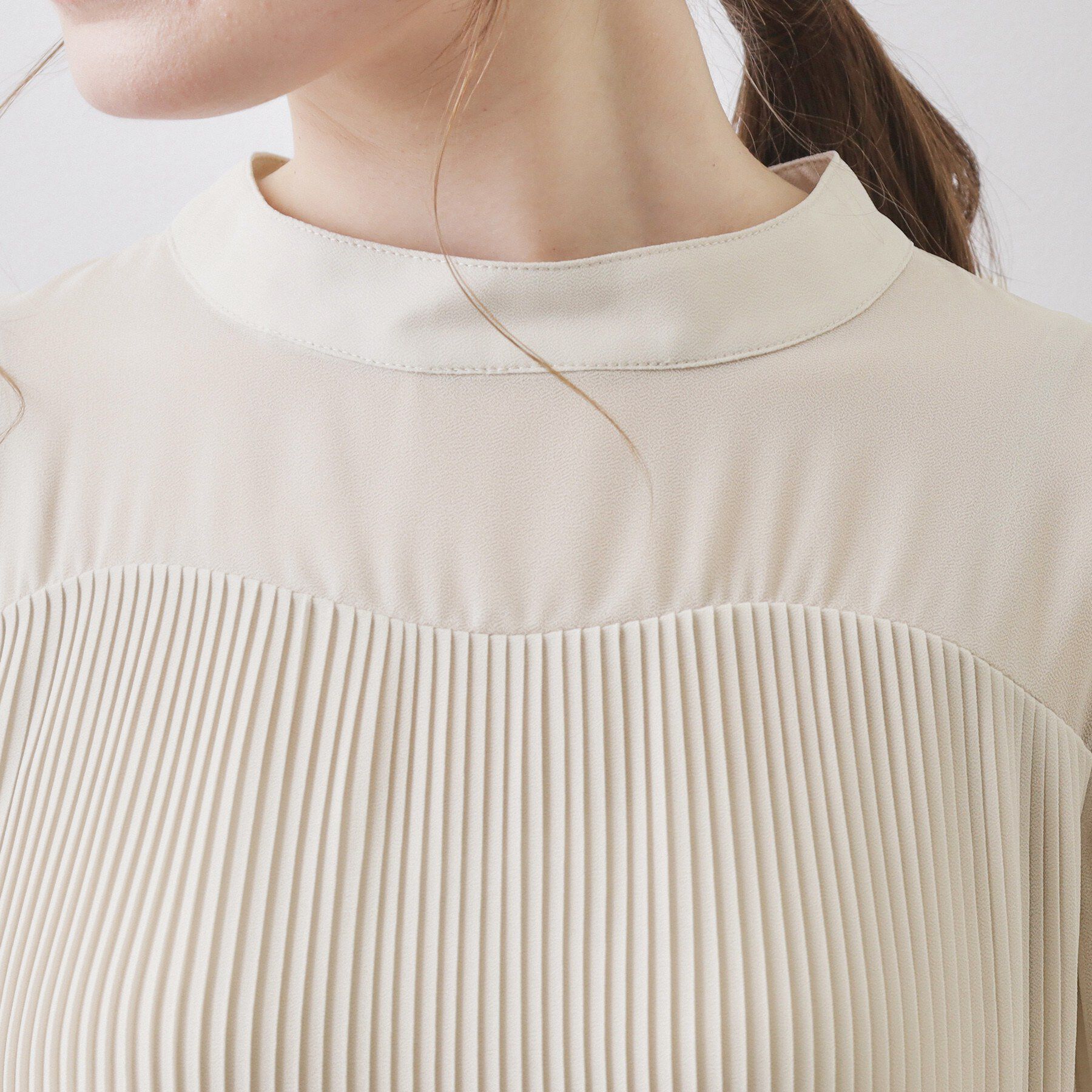 index「エアリープリーツスタンドカラーブラウス【洗濯機OK/イージーアイロン/防シワ】《5col》」|シャツ・ブラウス|