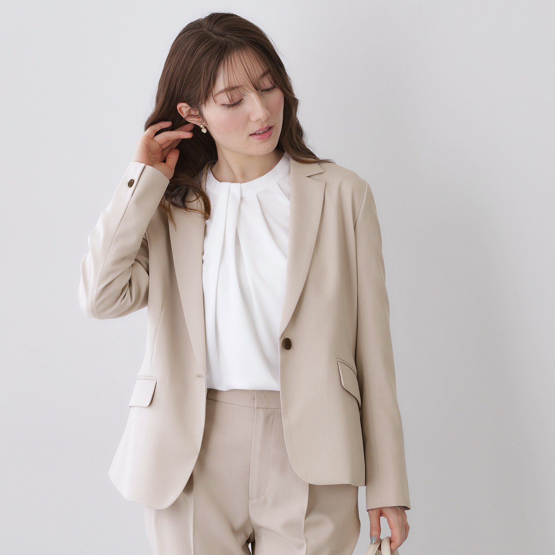 index「ストレッチテーラードジャケット/セットアップ対応【洗濯機OK】」|テーラードジャケット|ライトベージュ(05