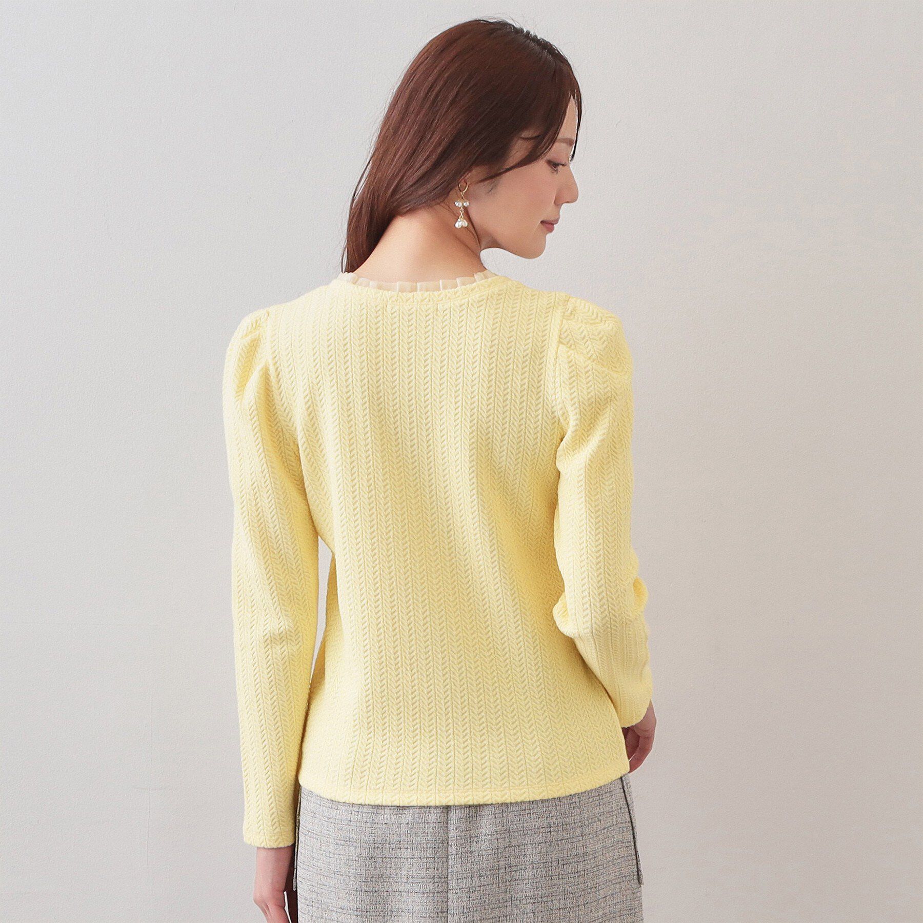 index「衿チュールデザインケーブルジャガードトップス【洗濯機OK】」|Tシャツ・カットソー|