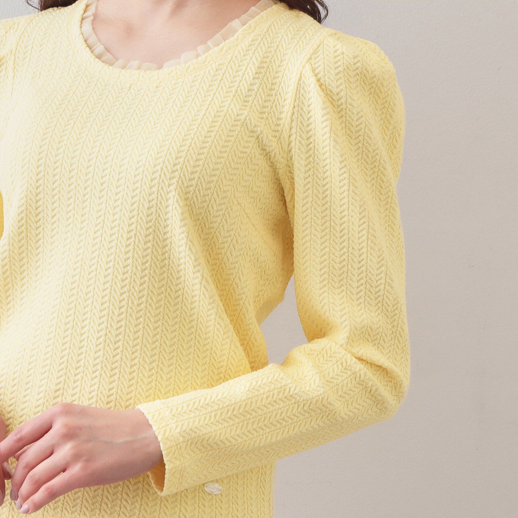 index「衿チュールデザインケーブルジャガードトップス【洗濯機OK】」|Tシャツ・カットソー|