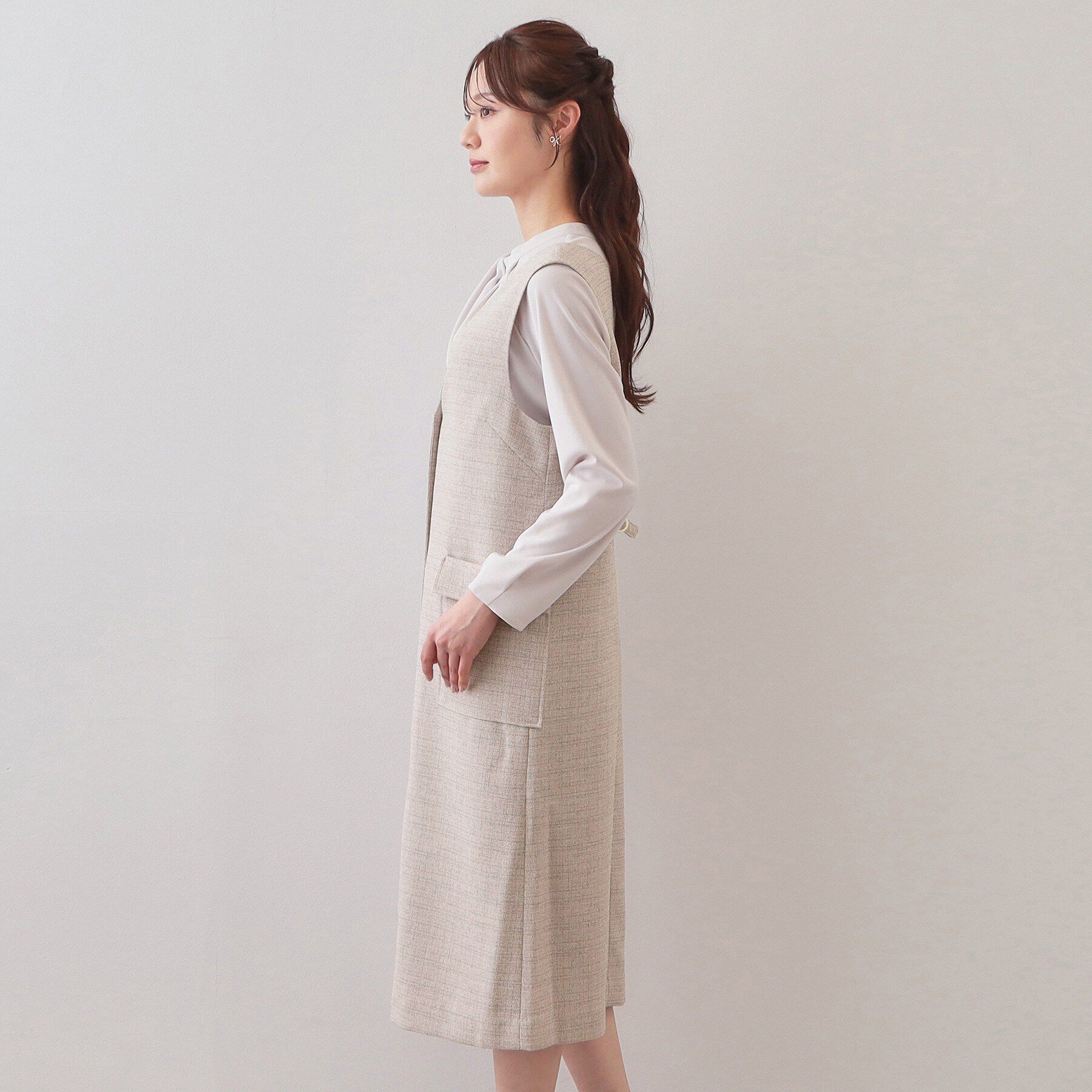 index「サマーツイード前開きジャンスカ【洗濯機OK/イージーアイロン】」|ワンピース|