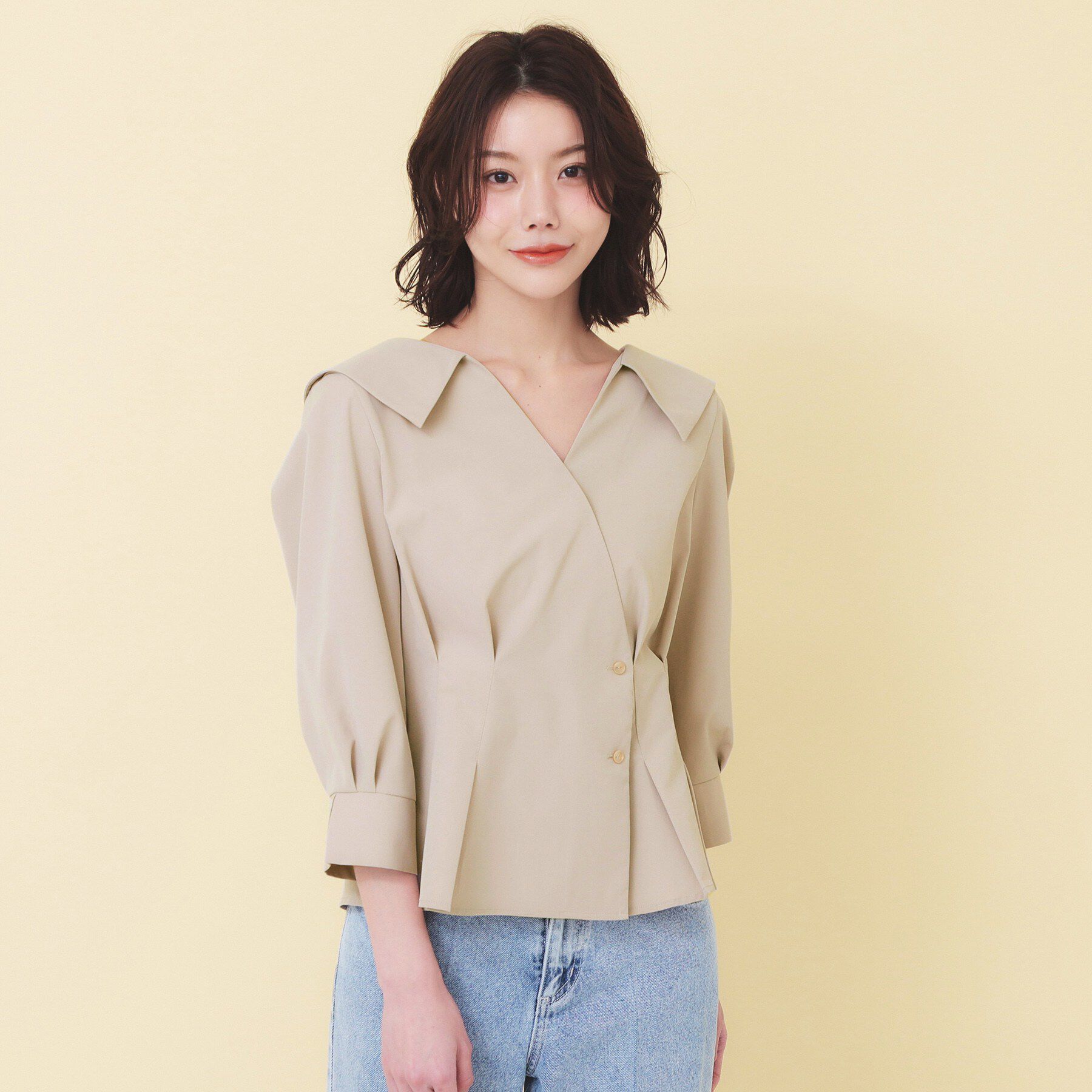 index「カシュクールタックシャツ【洗濯機OK/ストレッチ】」|シャツ・ブラウス|