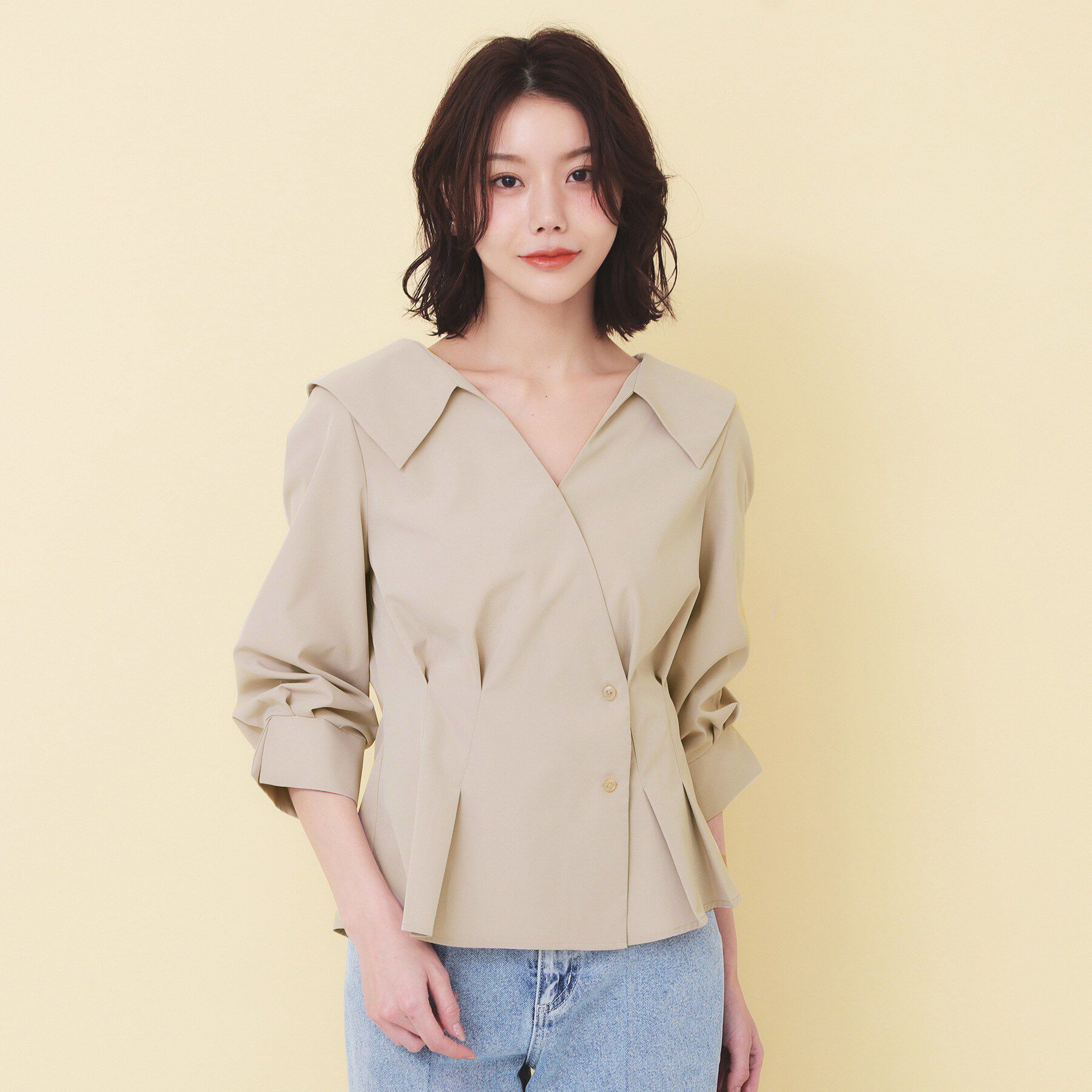 index「カシュクールタックシャツ【洗濯機OK/ストレッチ】」|シャツ・ブラウス|