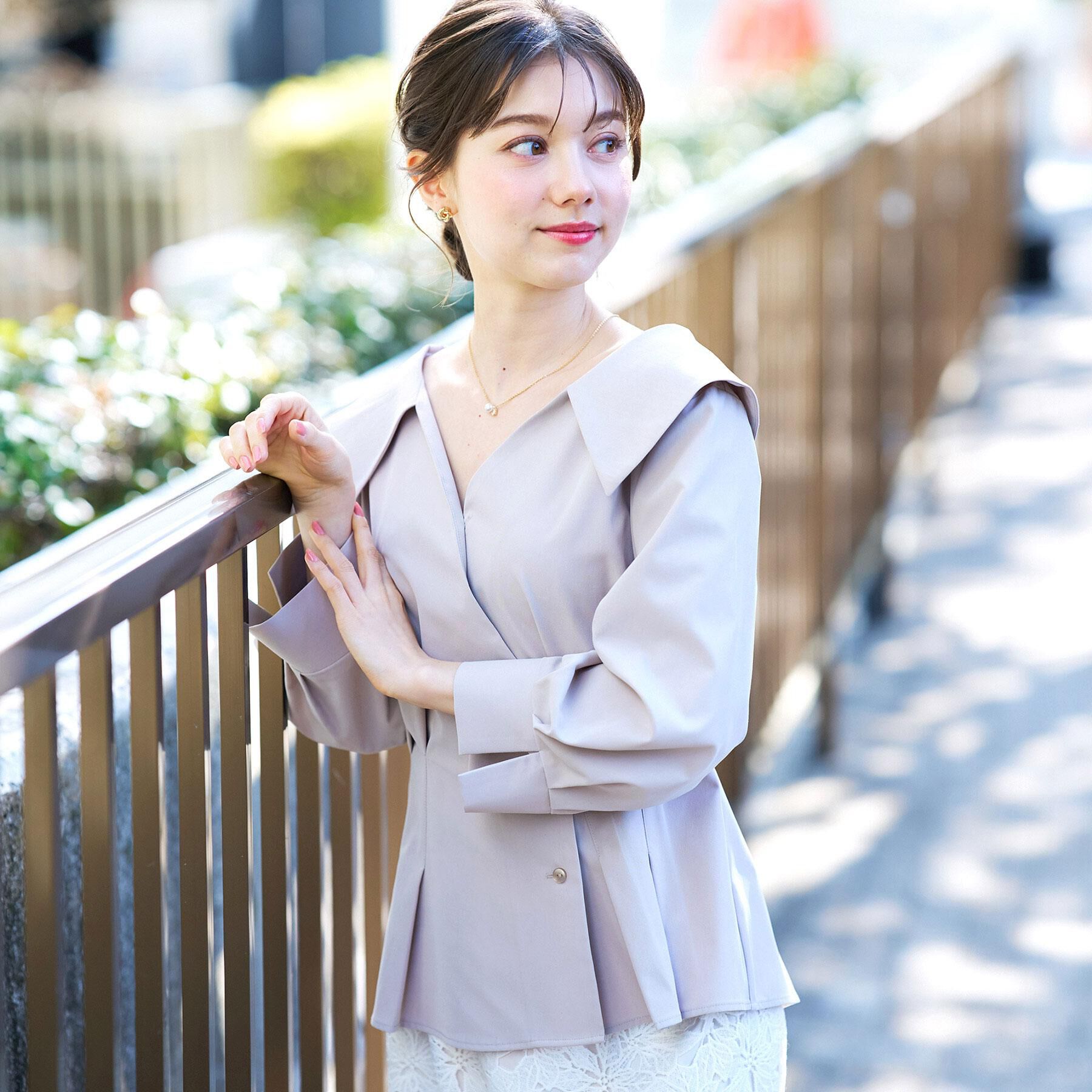 index「カシュクールタックシャツ【洗濯機OK/ストレッチ】」|シャツ・ブラウス|