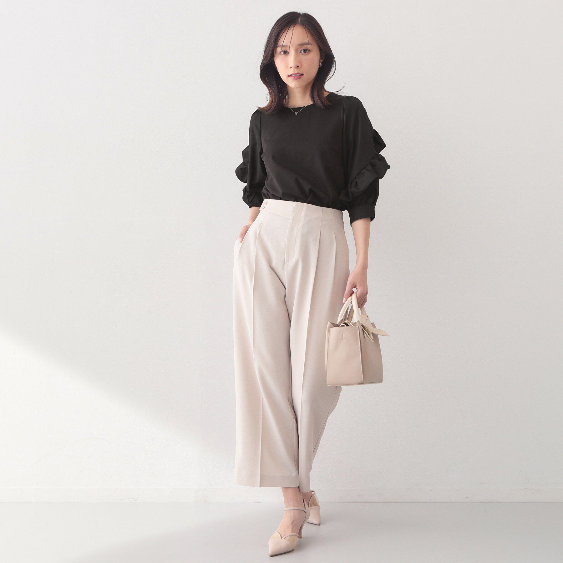 index「フリルスリーブドッキングポンチトップス【洗濯機OK】」|Tシャツ・カットソー|