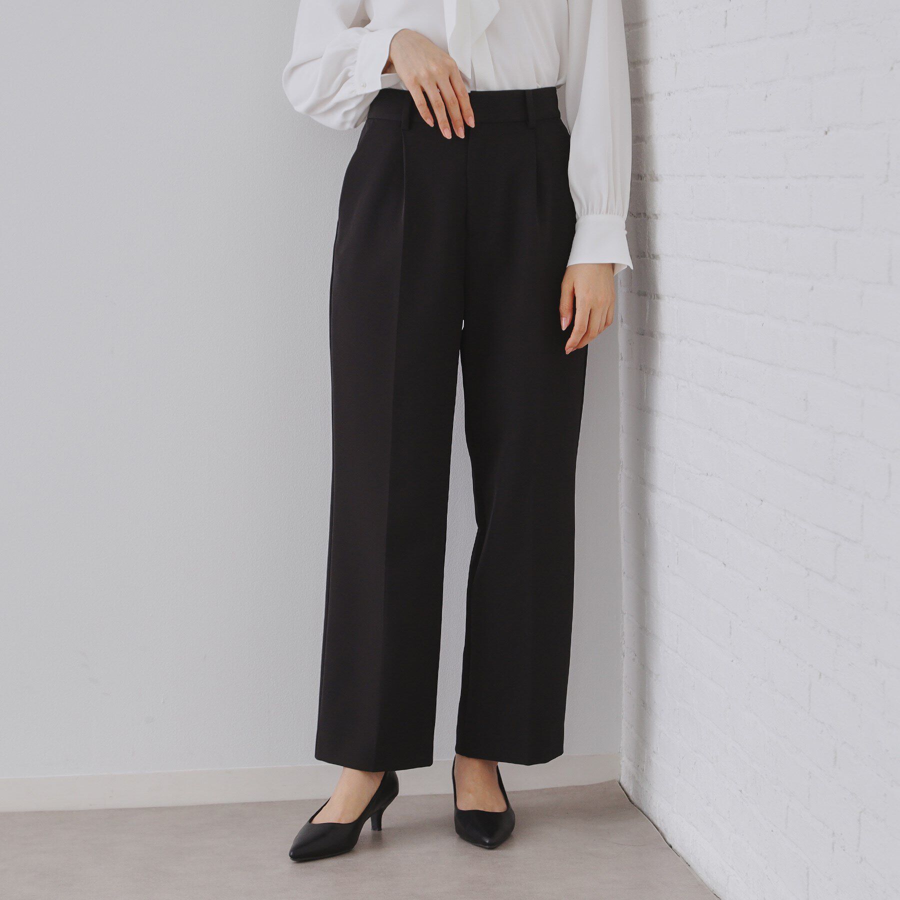 OPAQUE.CLIP「《通勤・セレモニー/セットアップ対応》ワイドパンツ/ダブルクロス【洗濯機洗い可】」|その他|