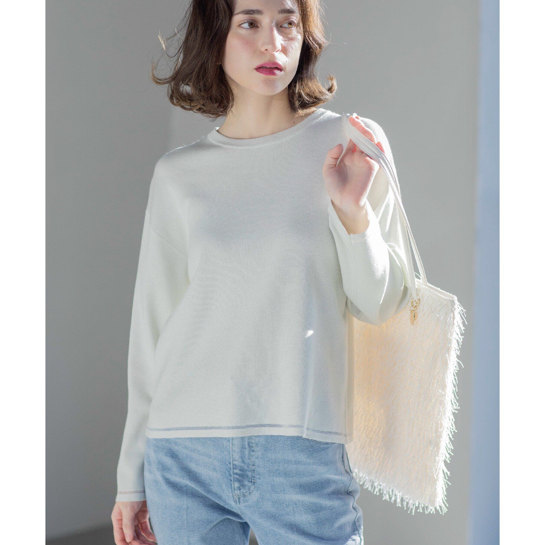 OPAQUE.CLIP「ラメシアーラインニット【洗濯機洗い可】」|ニット・セーター|