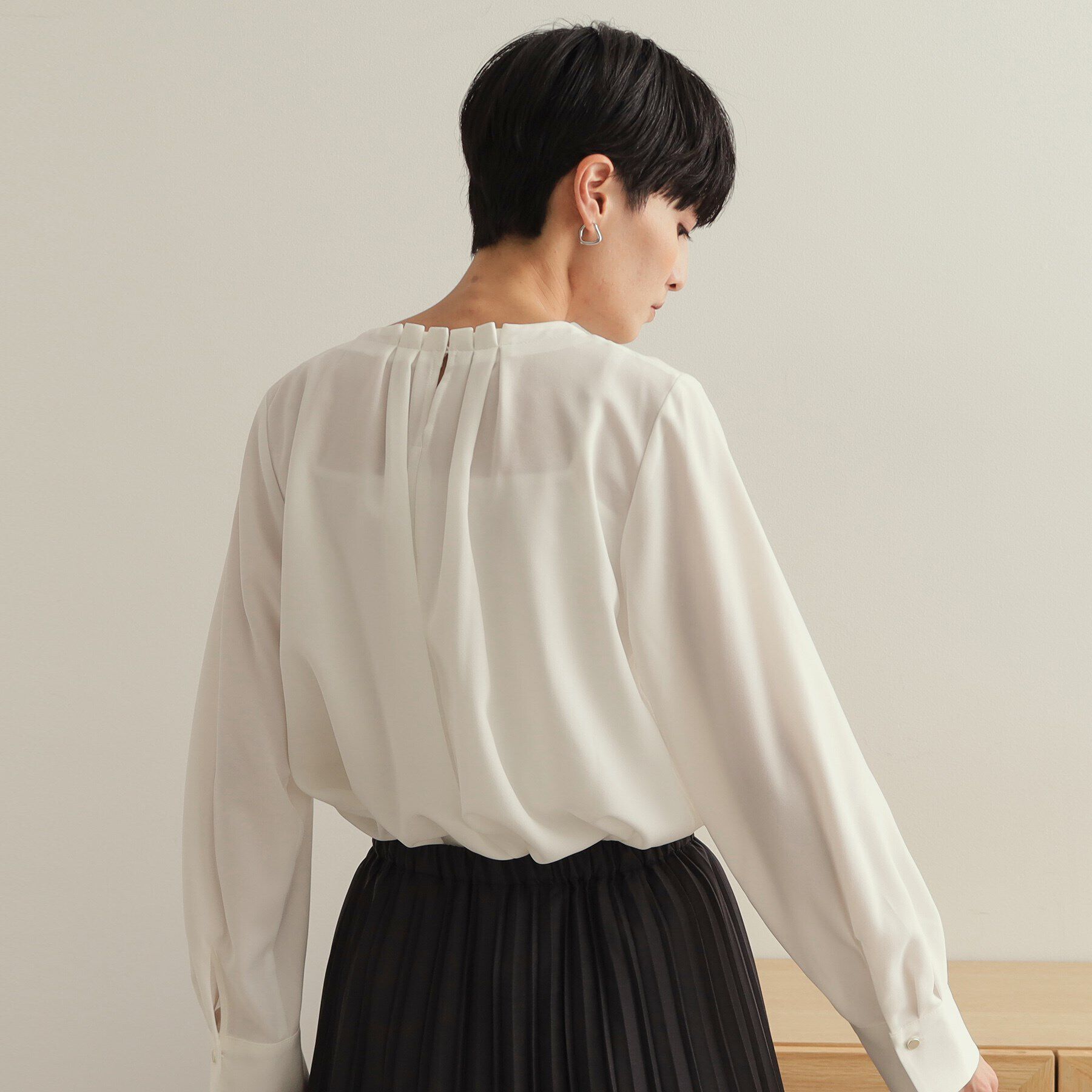 OPAQUE.CLIP「タックジョーゼットブラウス【洗濯機洗い可】」|シャツ・ブラウス|