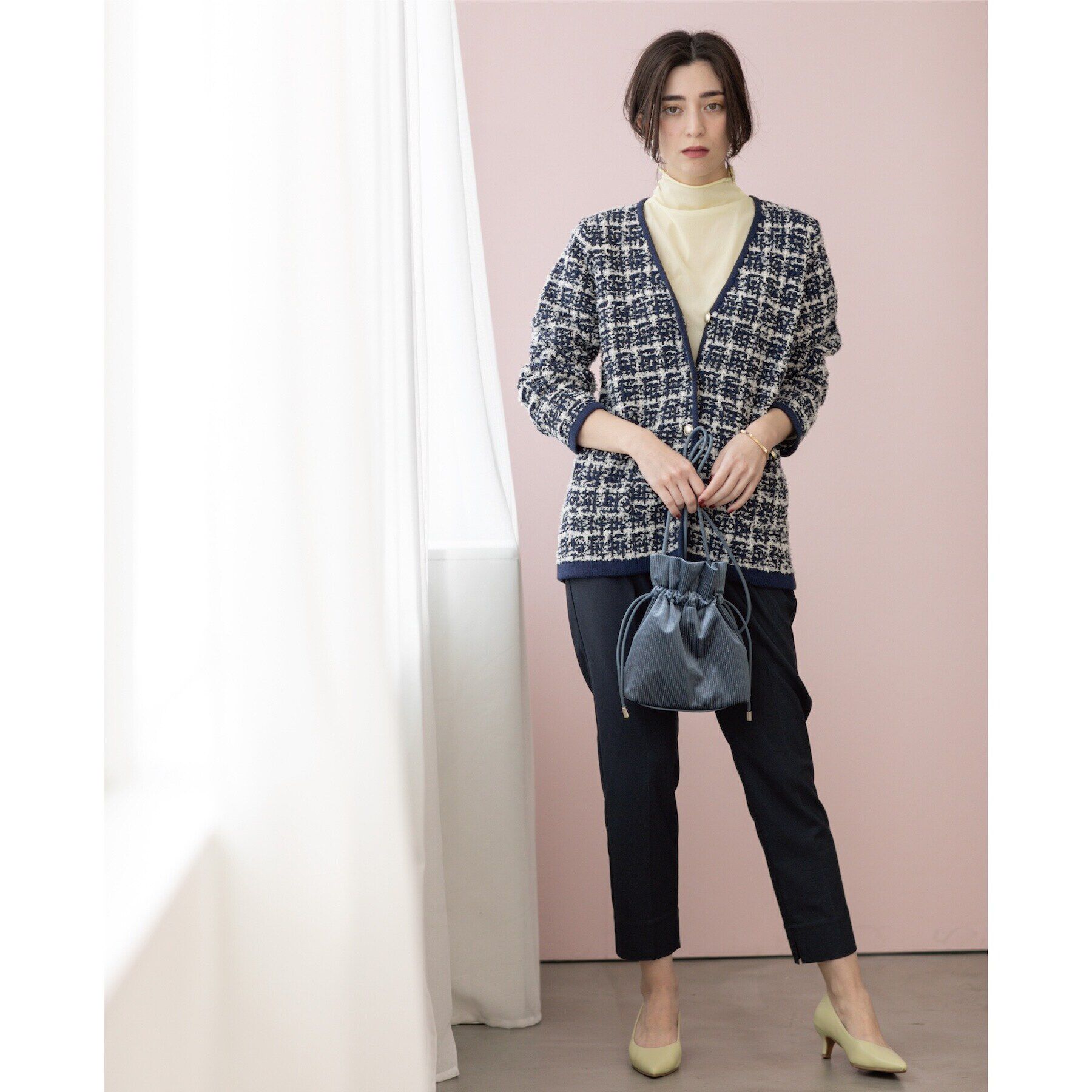 OPAQUE.CLIP「ツイードライクVニットカーディガン【洗濯機洗い可】」|カーディガン|