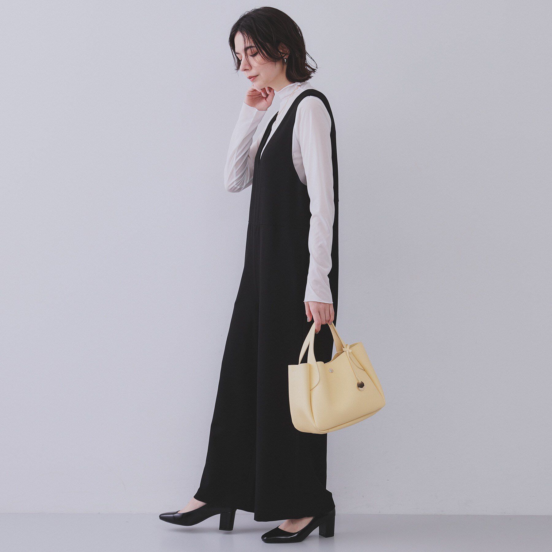 OPAQUE.CLIP「Vネックオールインワン【洗濯機洗い可】」|オールインワン|