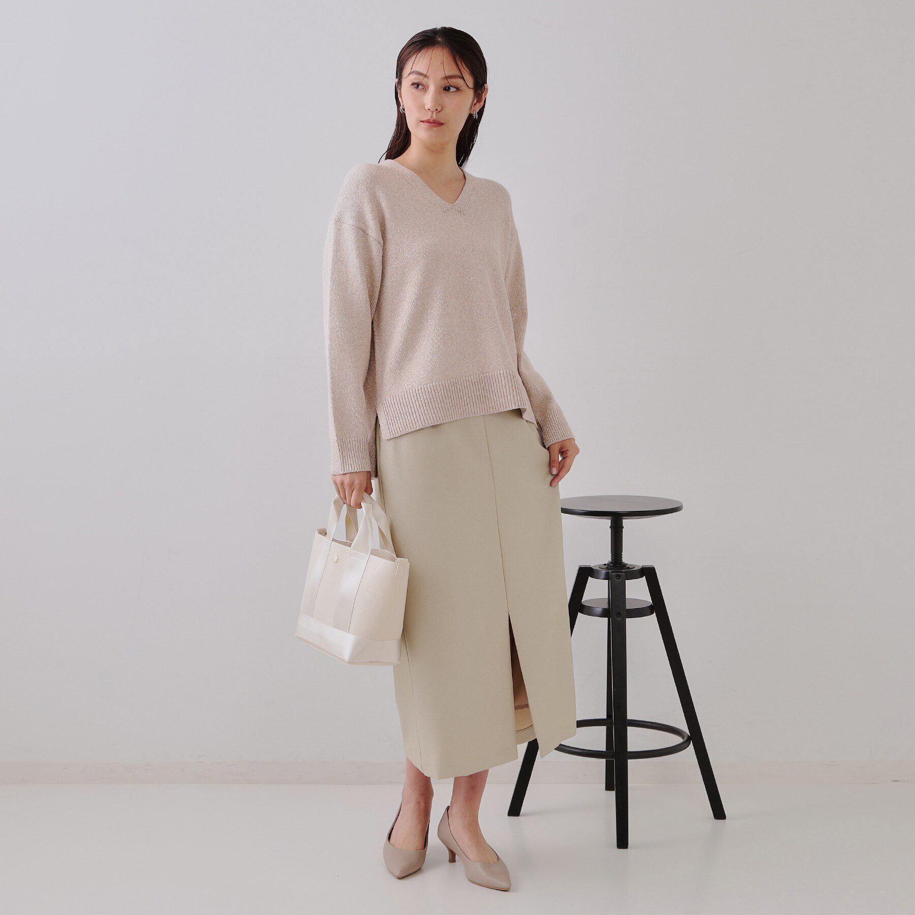 OPAQUE.CLIP「ラメナロースカート【洗濯機洗い可】」|スカート|