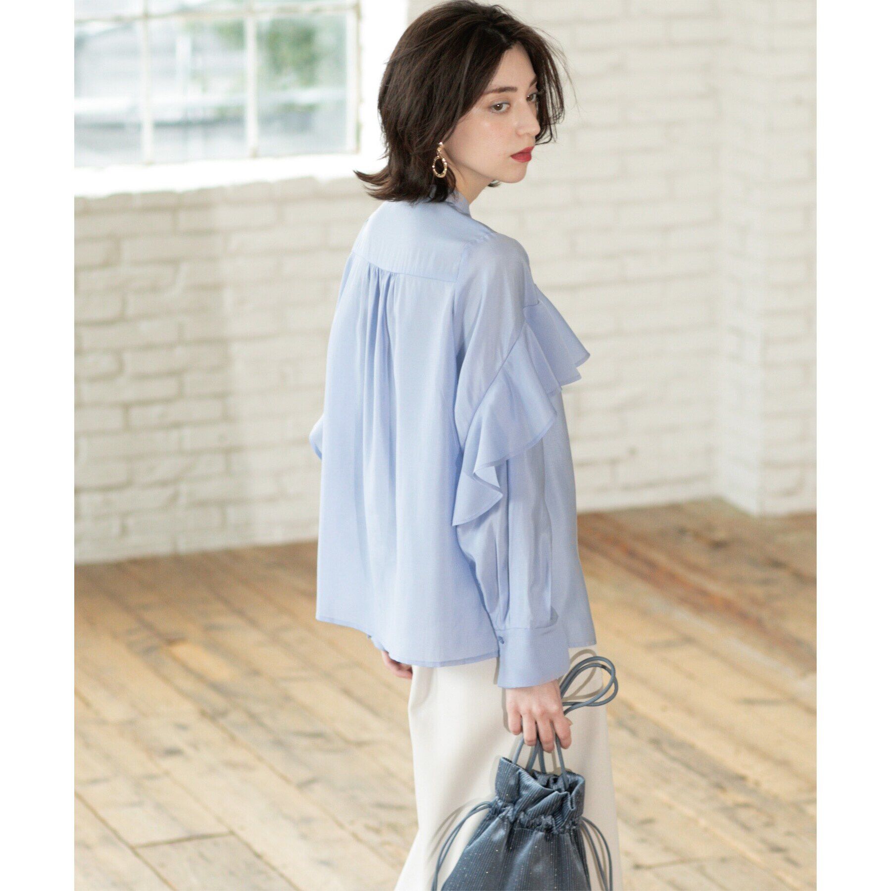 OPAQUE.CLIP「シアーフリルブラウス【洗濯機洗い可】」|シャツ・ブラウス|