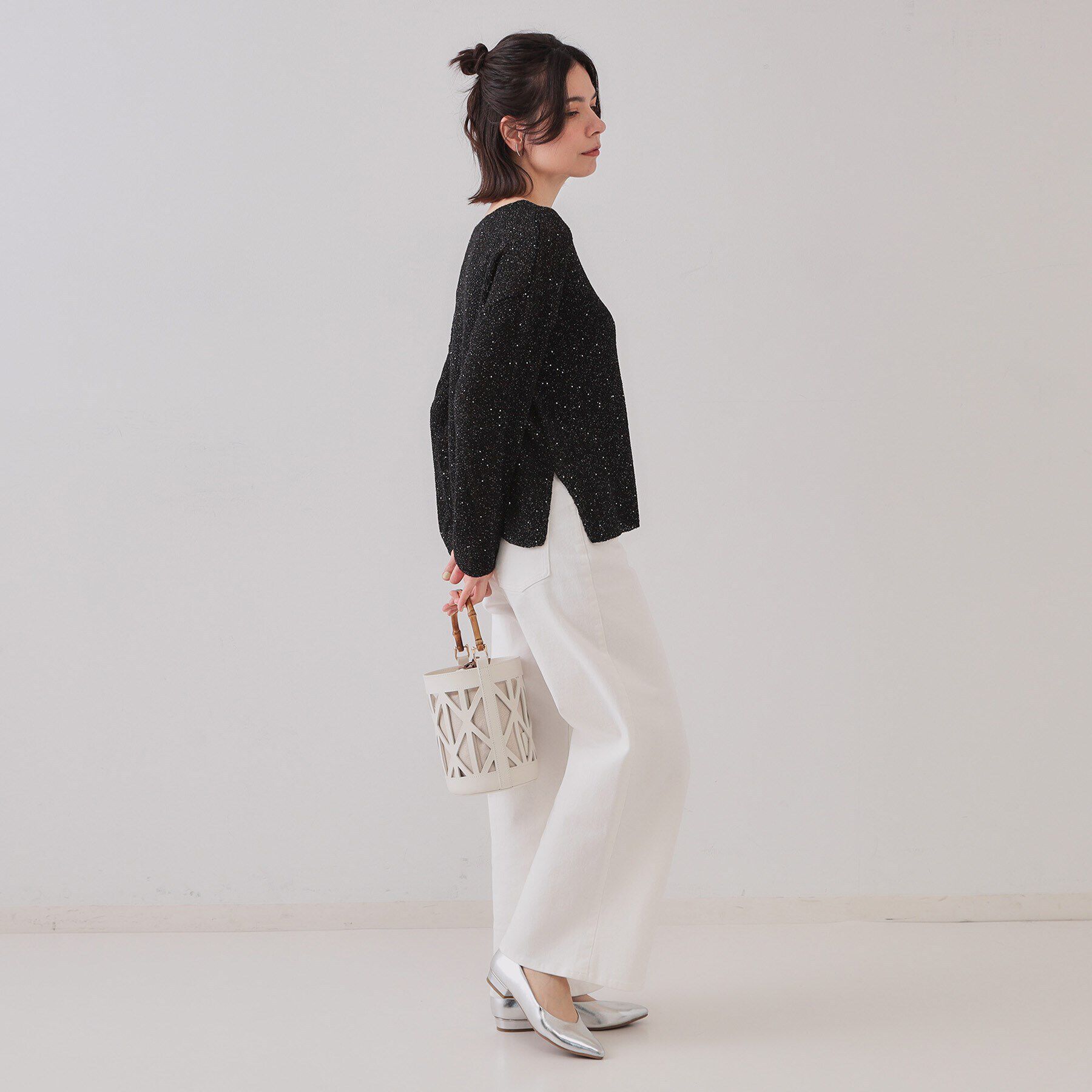 OPAQUE.CLIP「スパンコールボートネックニット【洗濯機洗い可】」|ニット・セーター|