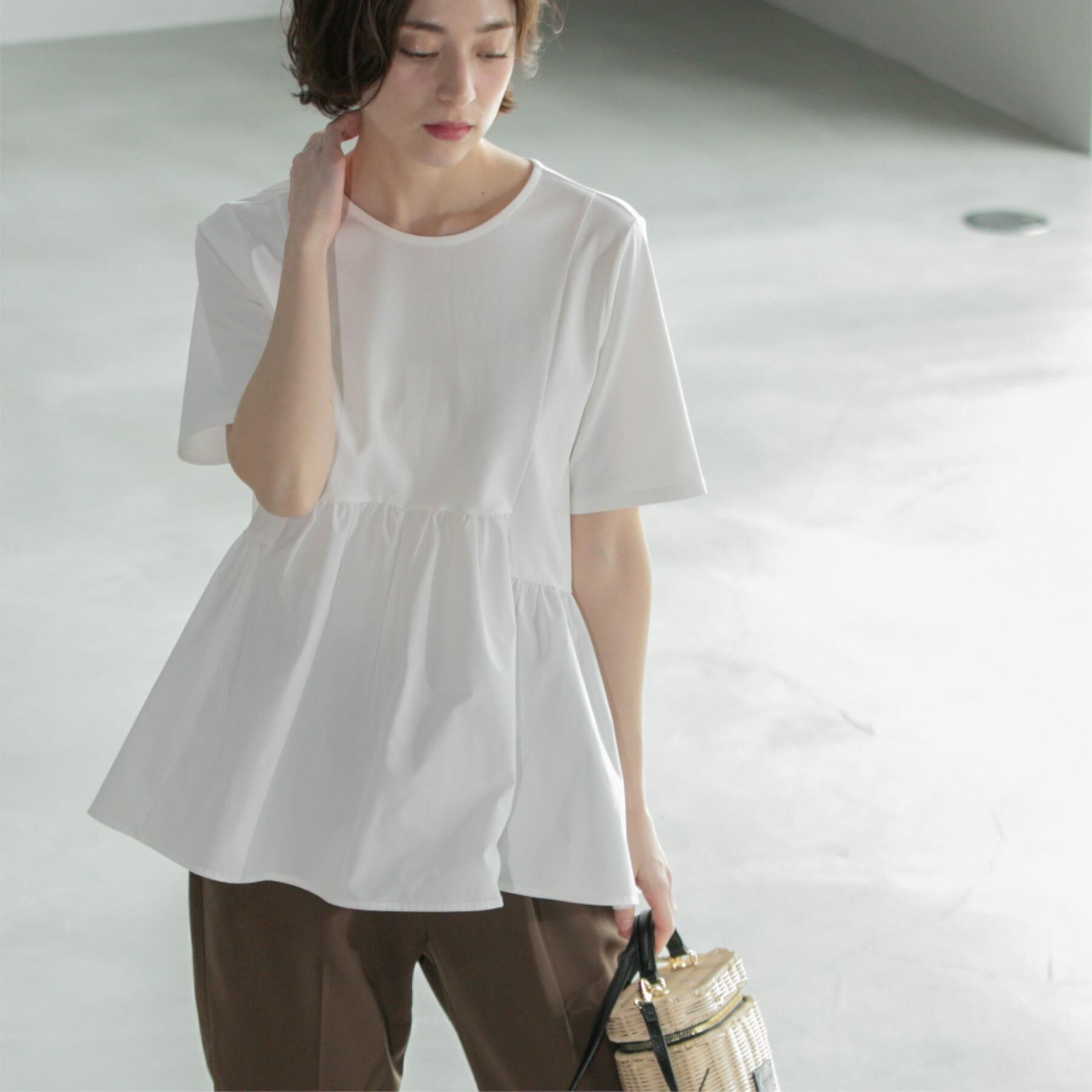 OPAQUE.CLIP「ペプラムドッキングカットソー【洗濯機洗い可】」|Tシャツ・カットソー|