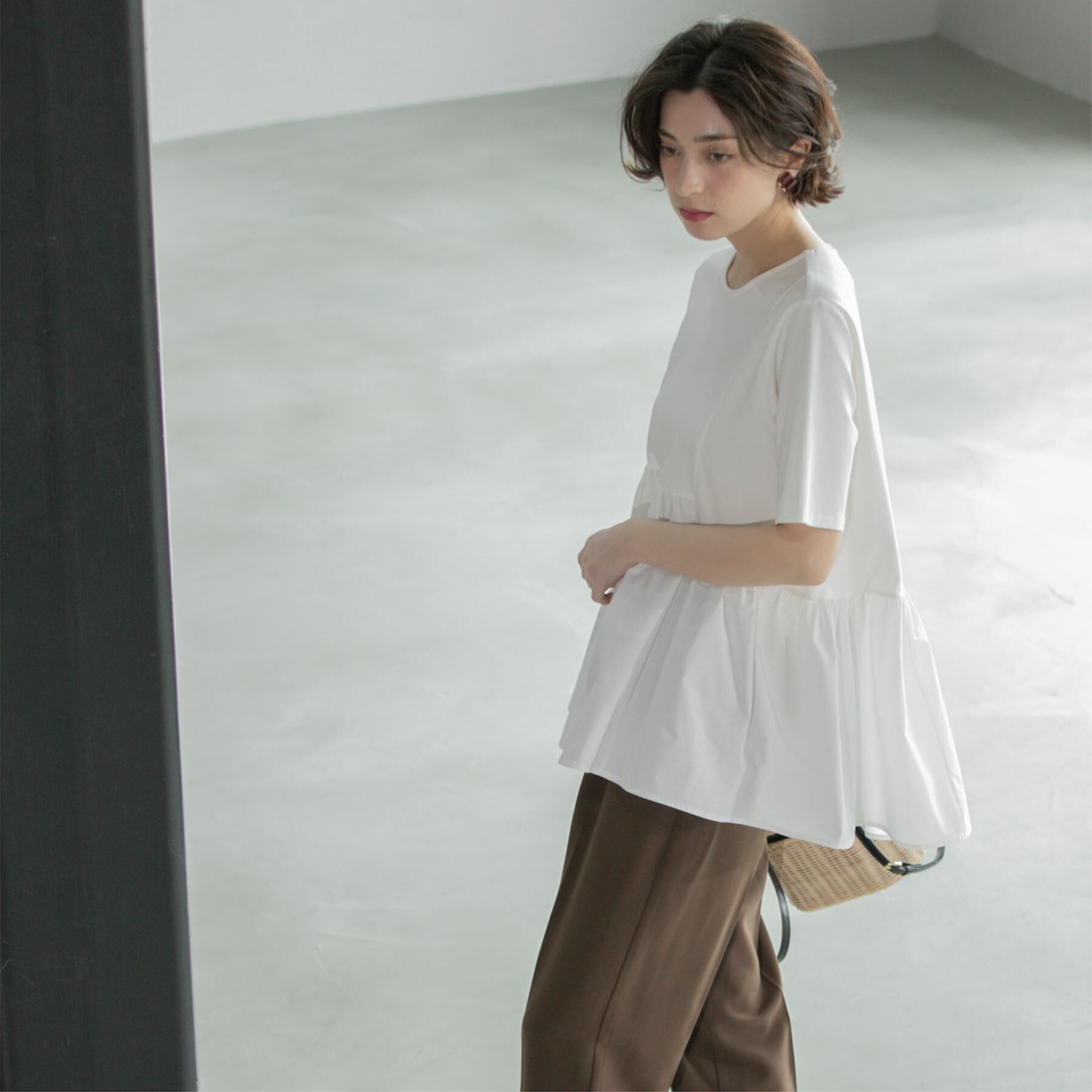 OPAQUE.CLIP「ペプラムドッキングカットソー【洗濯機洗い可】」|Tシャツ・カットソー|