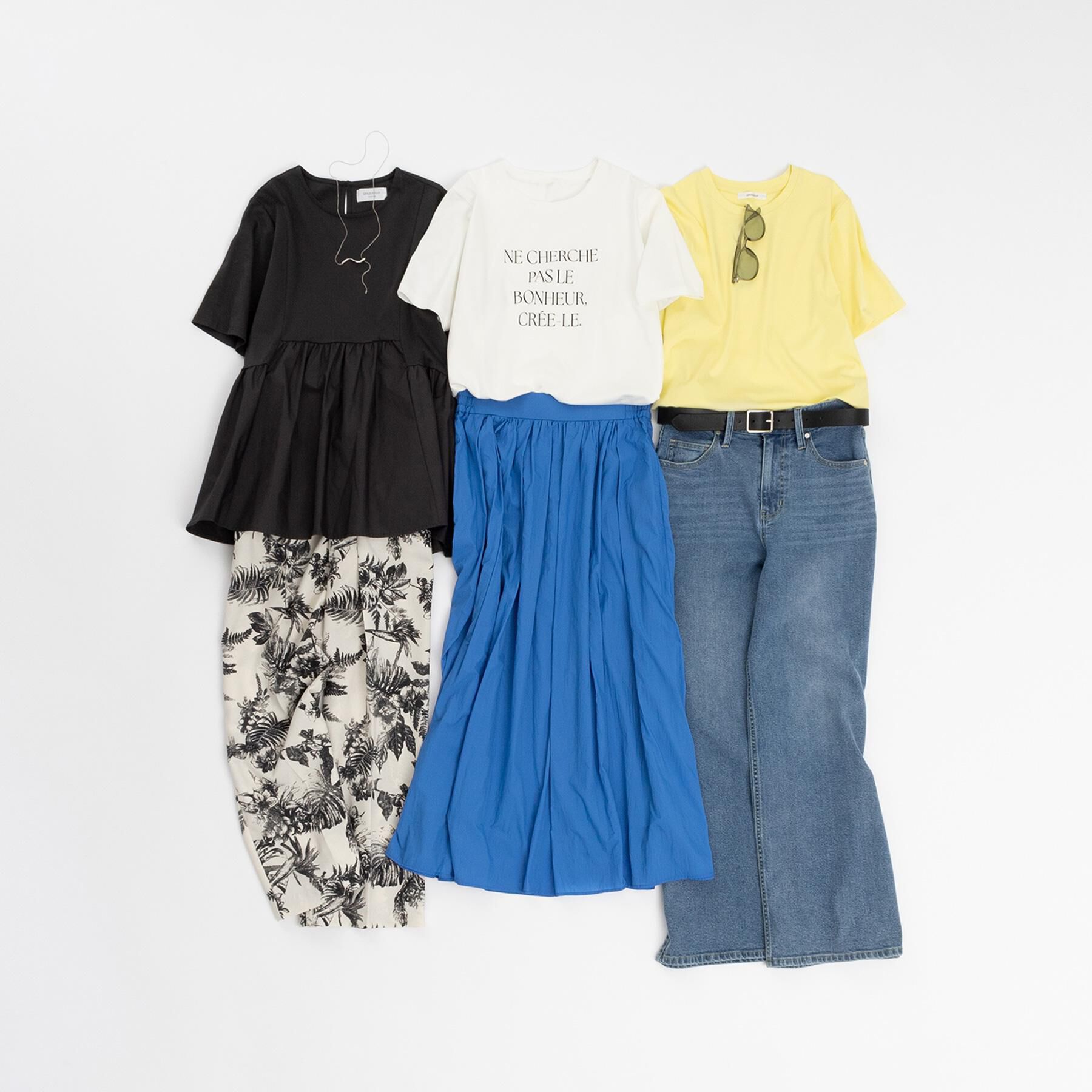 OPAQUE.CLIP「シアーヴィンテージイージーフレアスカート【洗濯機洗い可】」|スカート|