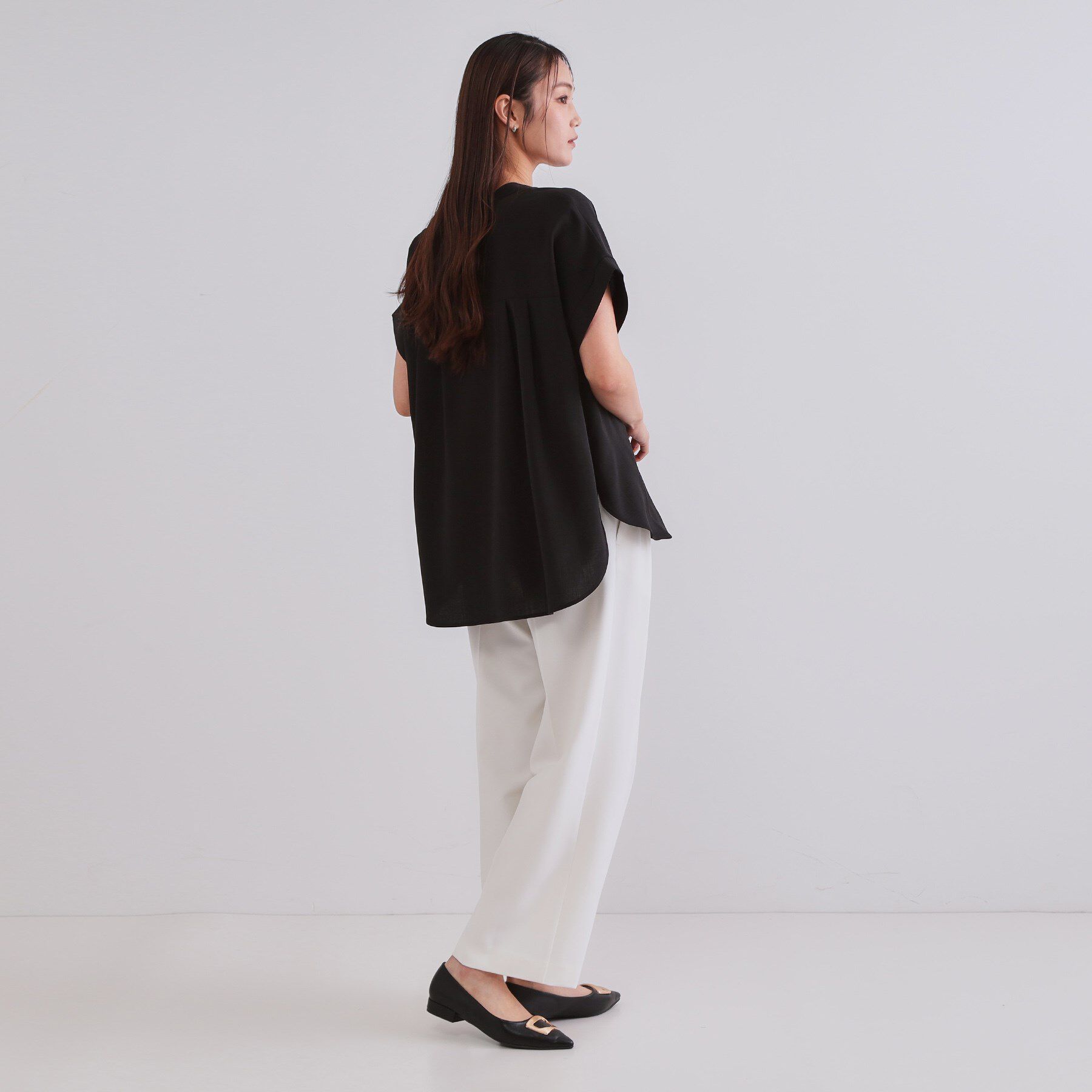 OPAQUE.CLIP「《7色展開/SS-LLサイズ》ストレッチスキッパーブラウス/セットアップ対応【洗濯機洗い可/防シワ】」|シャツ・ブラウス|