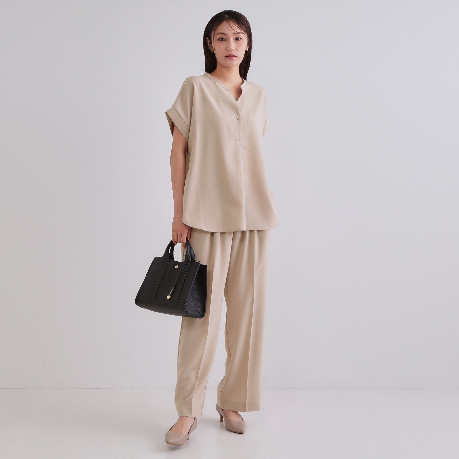 OPAQUE.CLIP「《7色展開/SS-LLサイズ》ストレッチスキッパーブラウス/セットアップ対応【洗濯機洗い可/防シワ】」|シャツ・ブラウス|