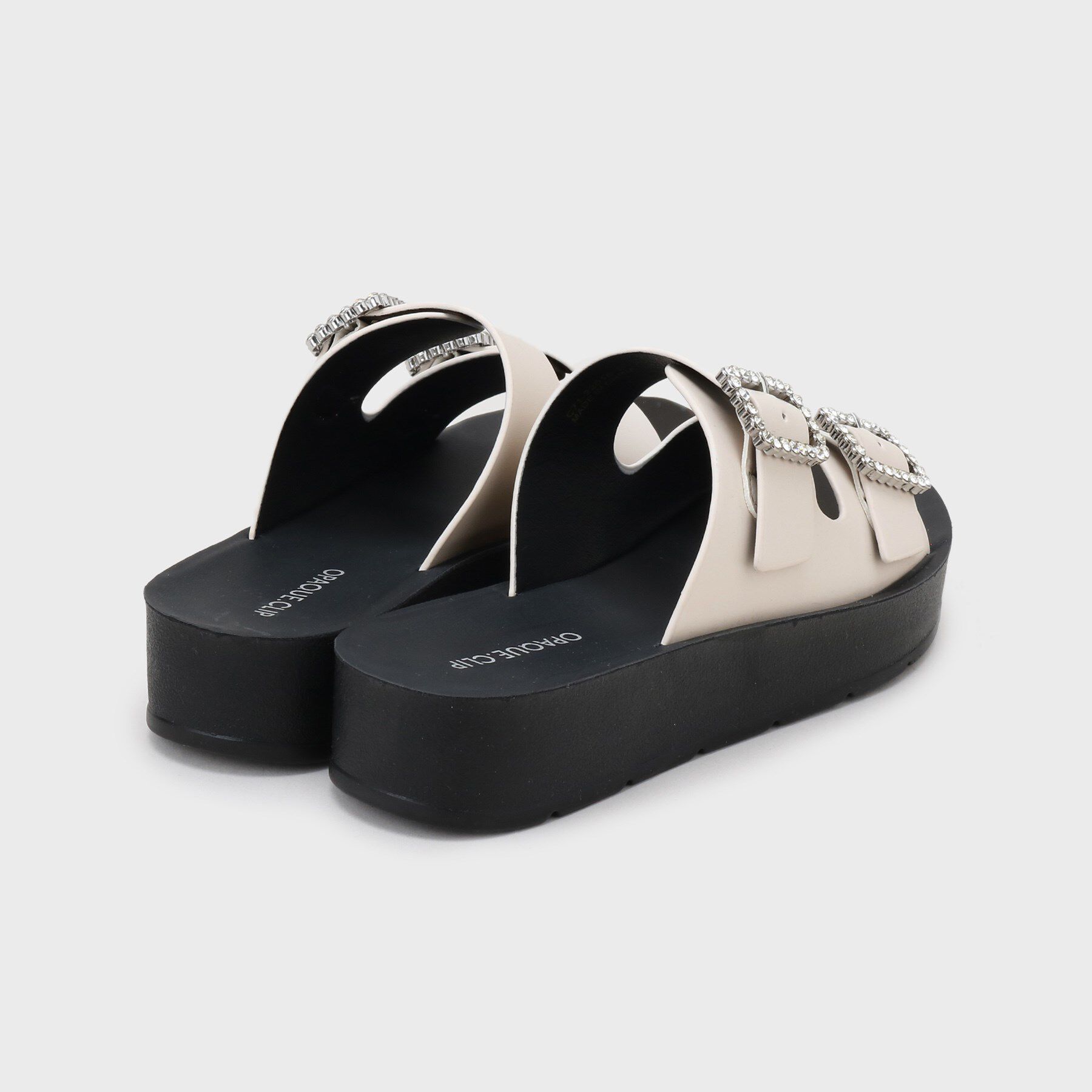 OPAQUE.CLIP「ビジューバックルダブルベルトサンダル」|サンダル|