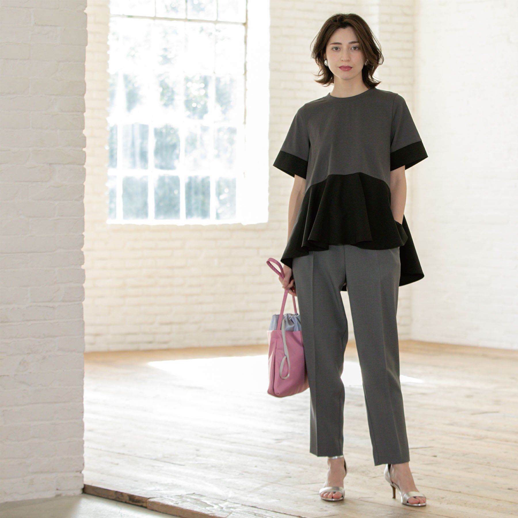 OPAQUE.CLIP「ペプラム切替ドッキングトップス【洗濯機洗い可】」|Tシャツ・カットソー|