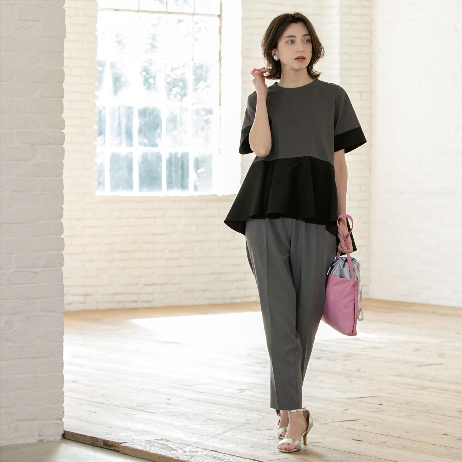 OPAQUE.CLIP「ペプラム切替ドッキングトップス【洗濯機洗い可】」|Tシャツ・カットソー|