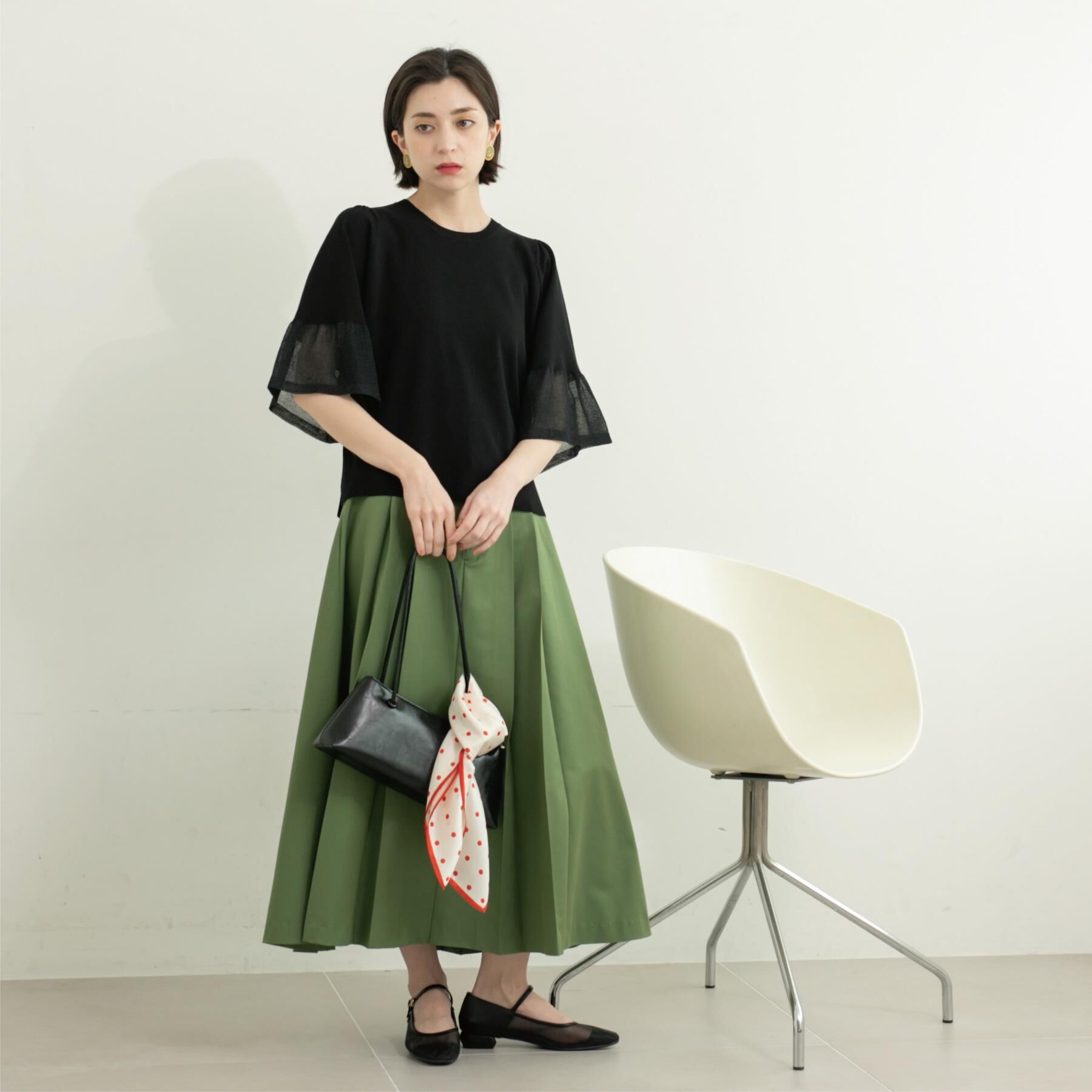 OPAQUE.CLIP「《5色展開》シアーフレアスリーブニット【洗濯機洗い可】」|ニット・セーター|