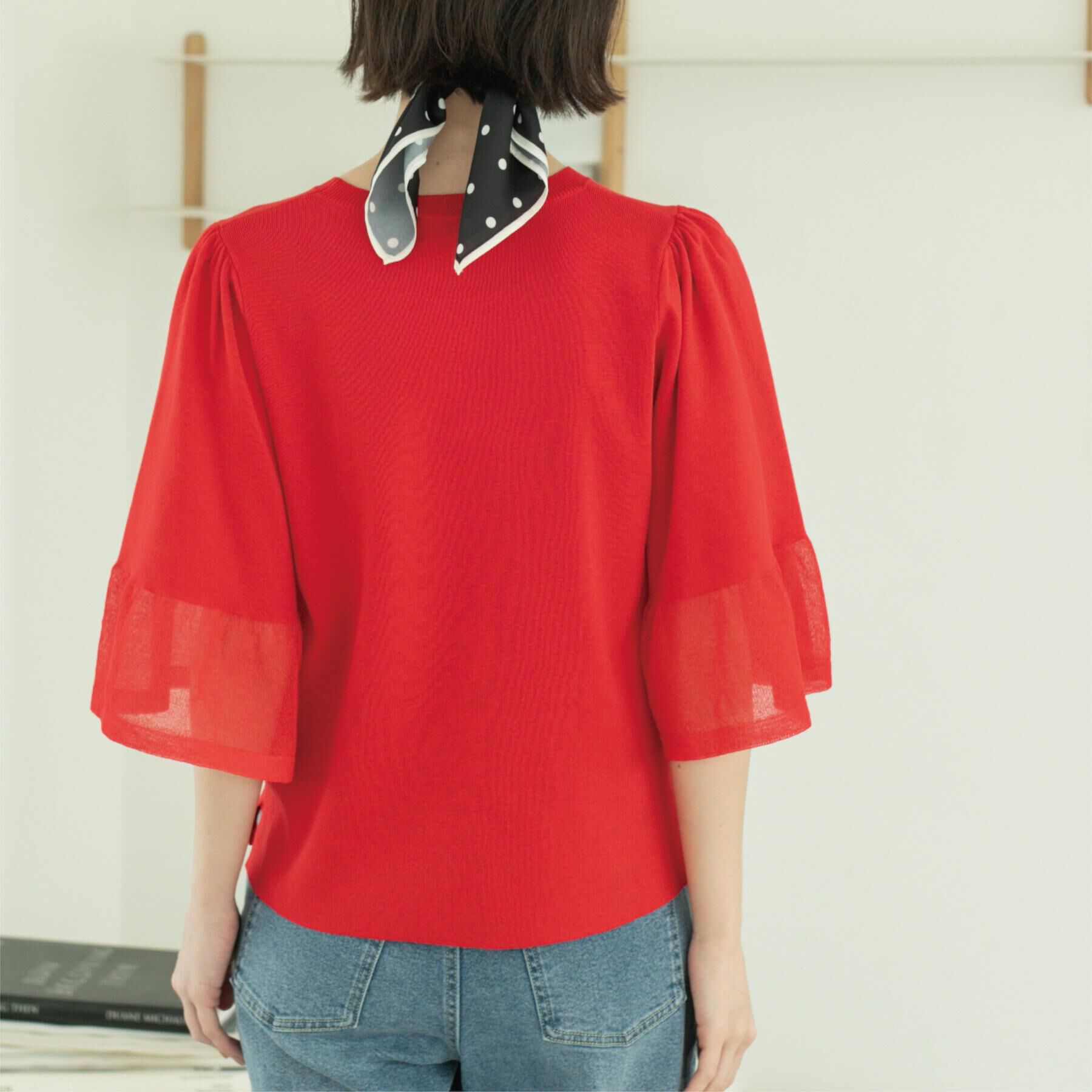 OPAQUE.CLIP「《5色展開》シアーフレアスリーブニット【洗濯機洗い可】」|ニット・セーター|