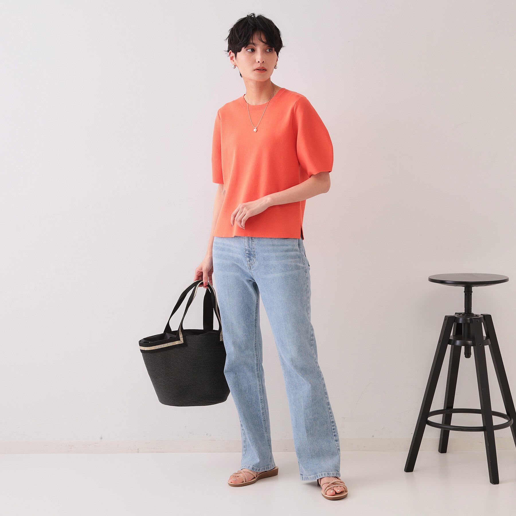 OPAQUE.CLIP「カーブスリーブニット【UV/洗濯機洗い可】」|ニット・セーター|