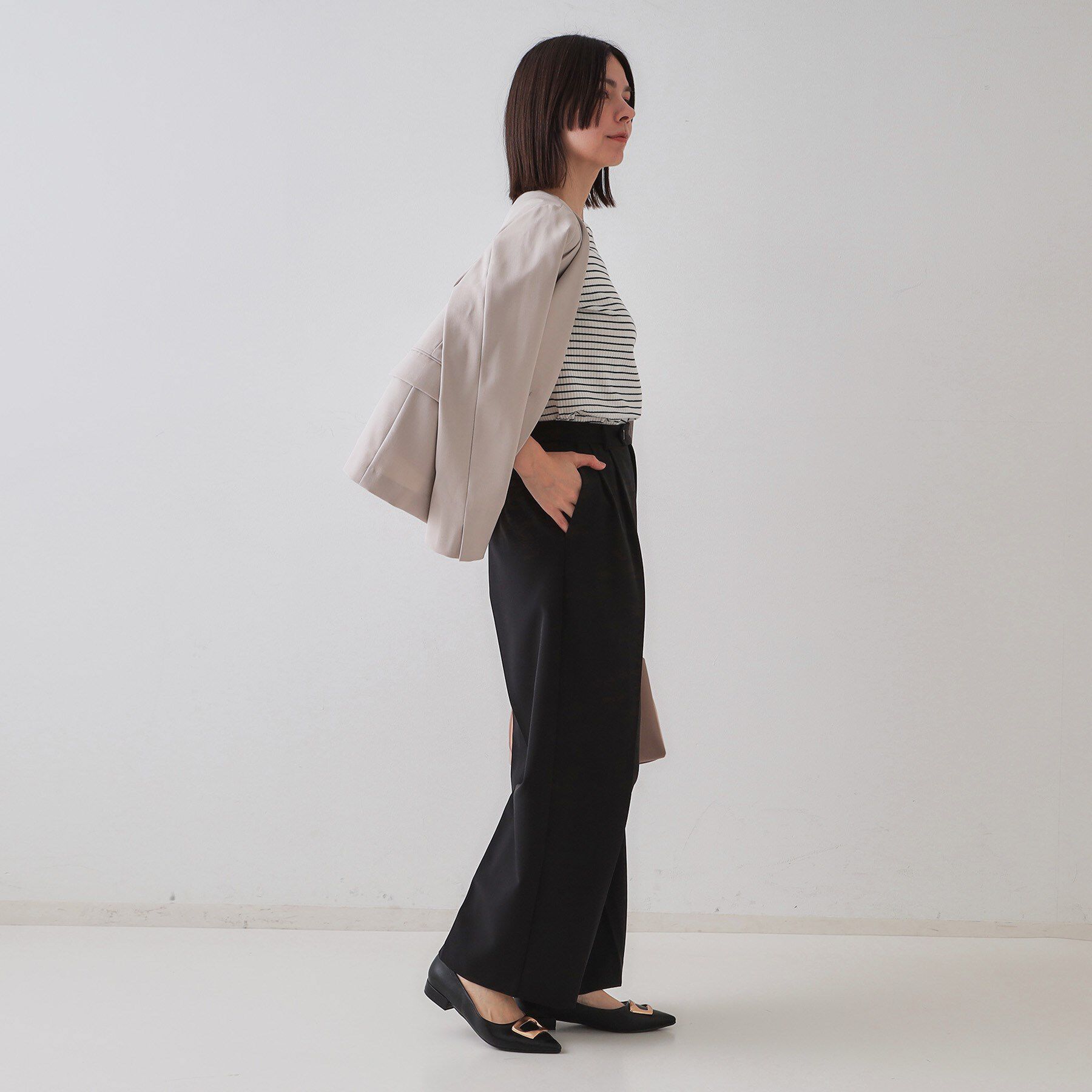 OPAQUE.CLIP「ストレッチタックワイドパンツ【洗濯機洗い可】」|その他|