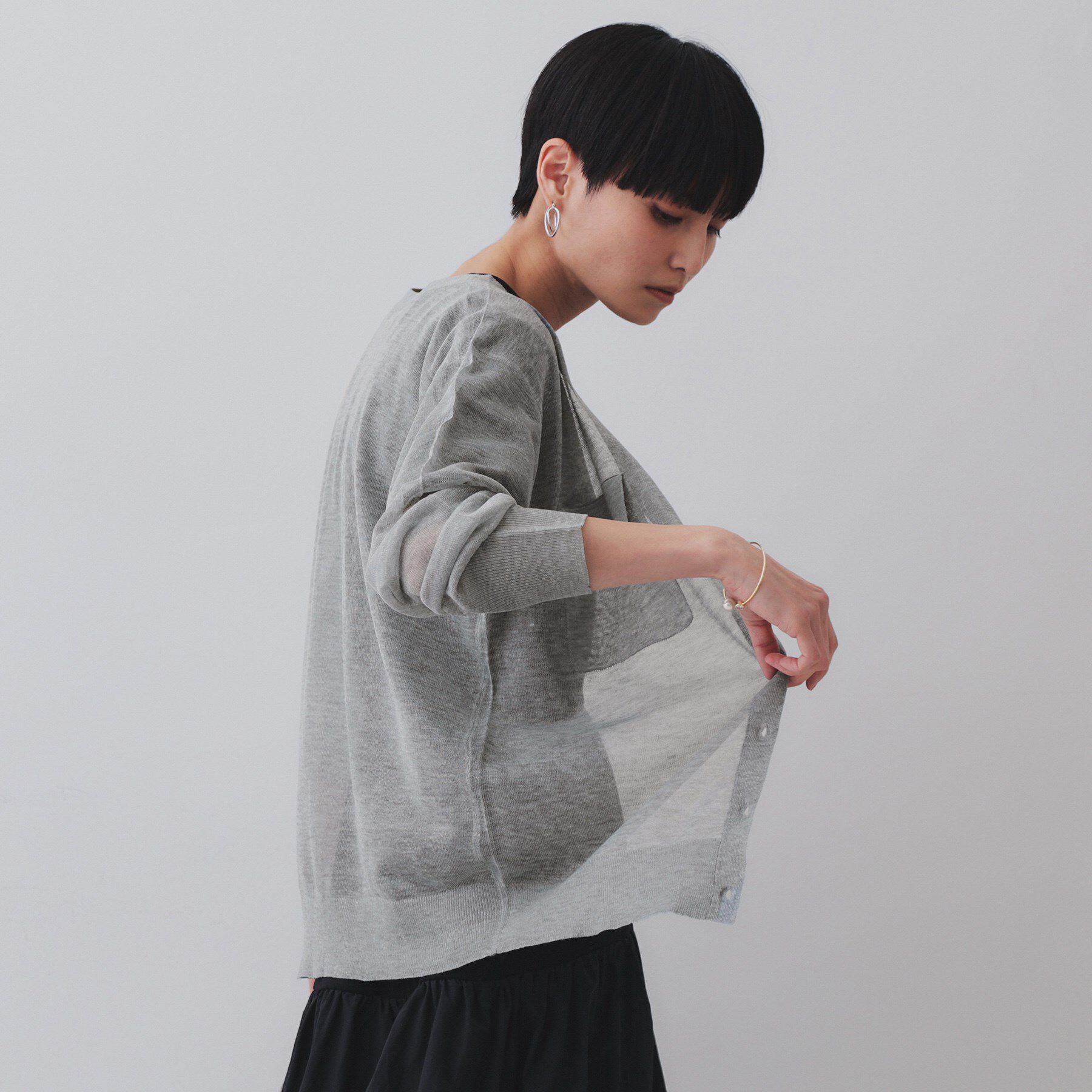 OPAQUE.CLIP「ポケットシアーニットカーディガン【洗濯機洗い可】」|カーディガン|