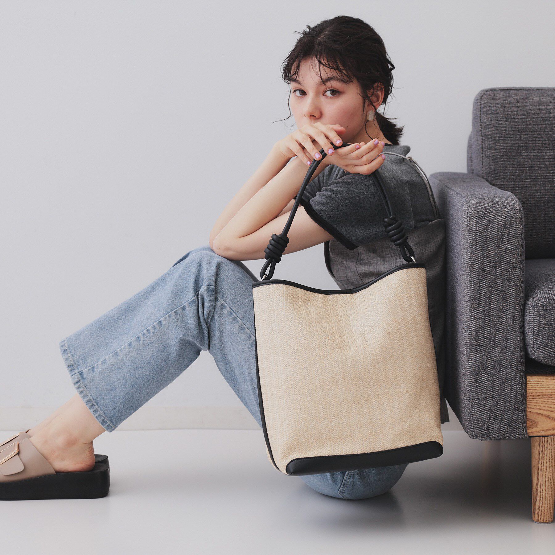 OPAQUE.CLIP「合皮コンビデザインバイカラーワンショルダーバッグ」|ショルダー・メッセンジャー|