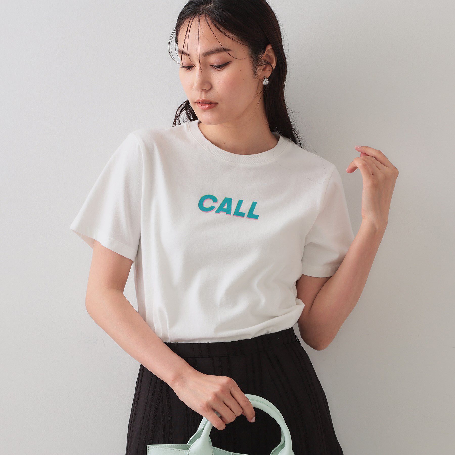 OPAQUE.CLIP「カラーロゴTシャツ【洗濯機洗い可】」|Tシャツ・カットソー|ホワイト(001)
