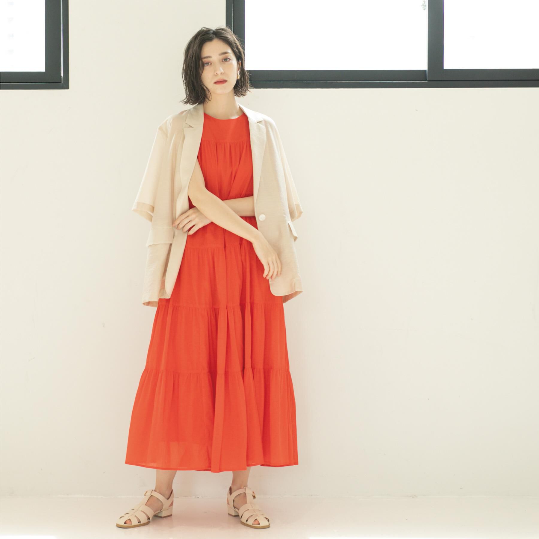 OPAQUE.CLIP「《Can Cam掲載》ティアードマキシドレス/オーガニックコットン混【洗濯機洗い可】」|ワンピース|