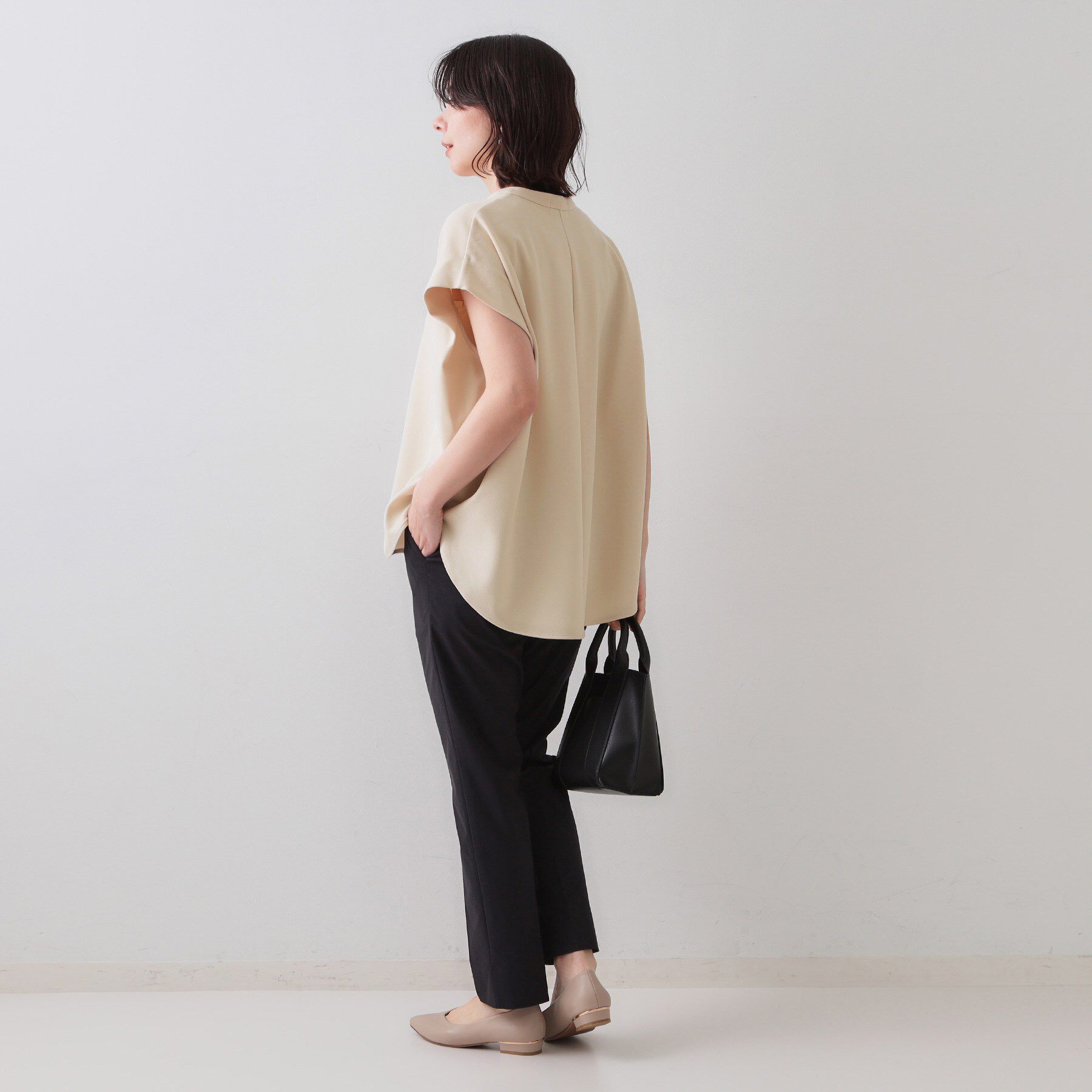 OPAQUE.CLIP「スキッパーフレンチスリーブトップス【UV/吸水速乾/洗濯機洗い可】」|Tシャツ・カットソー|