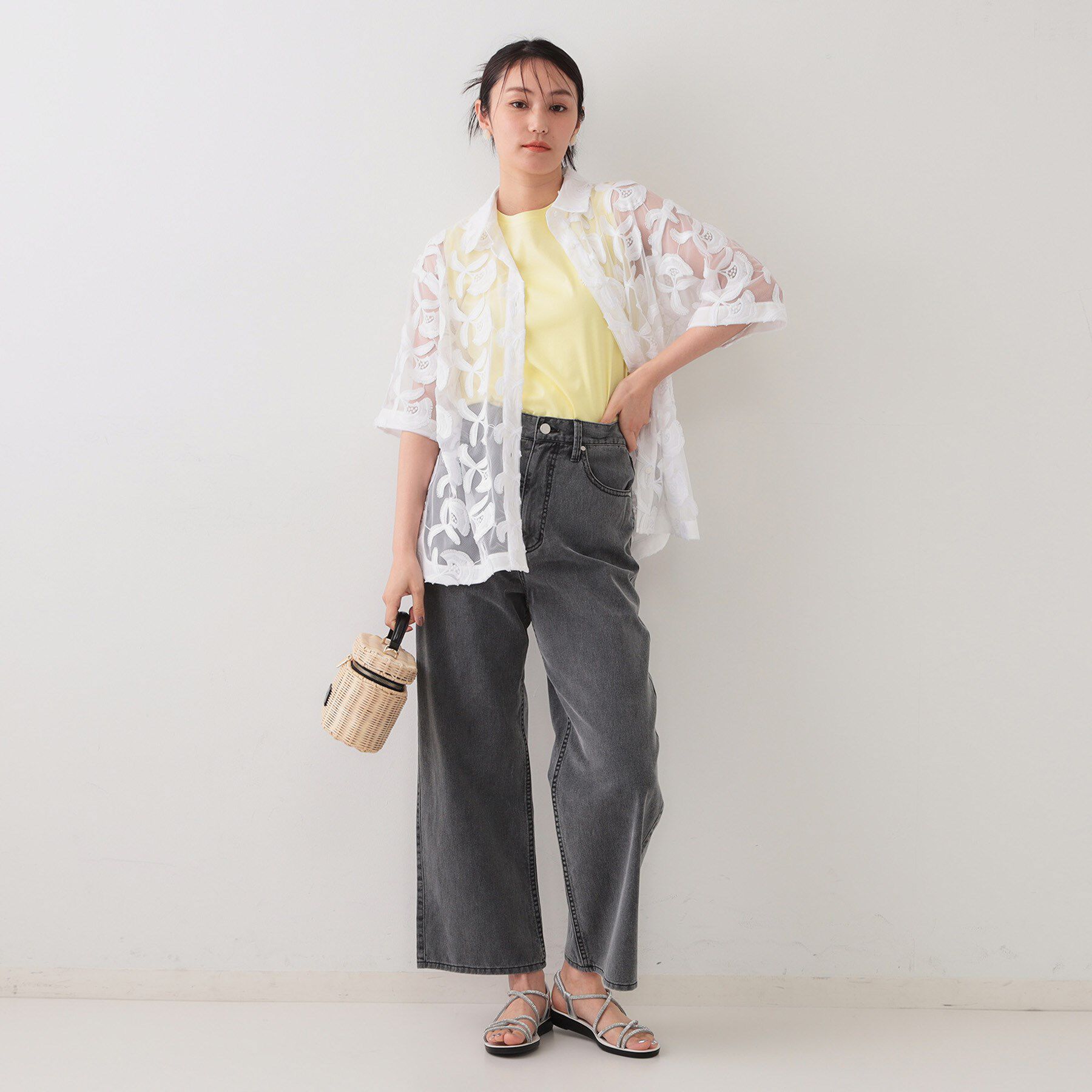 OPAQUE.CLIP「3Dフラワーレースシャツ【洗える】」|シャツ・ブラウス|