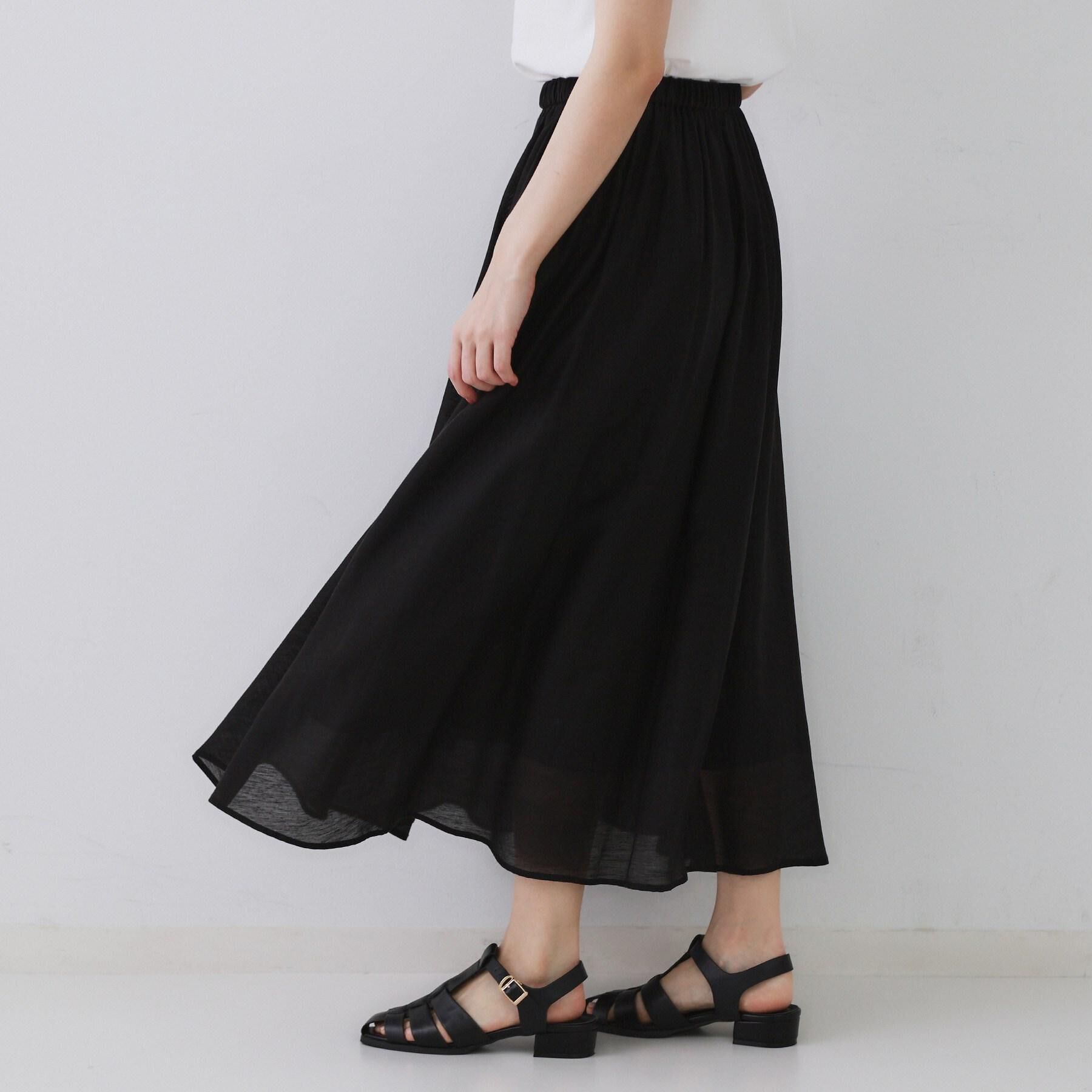 OPAQUE.CLIP「麻混シアーギャザーフレアスカート【洗濯機洗い可】」|スカート|