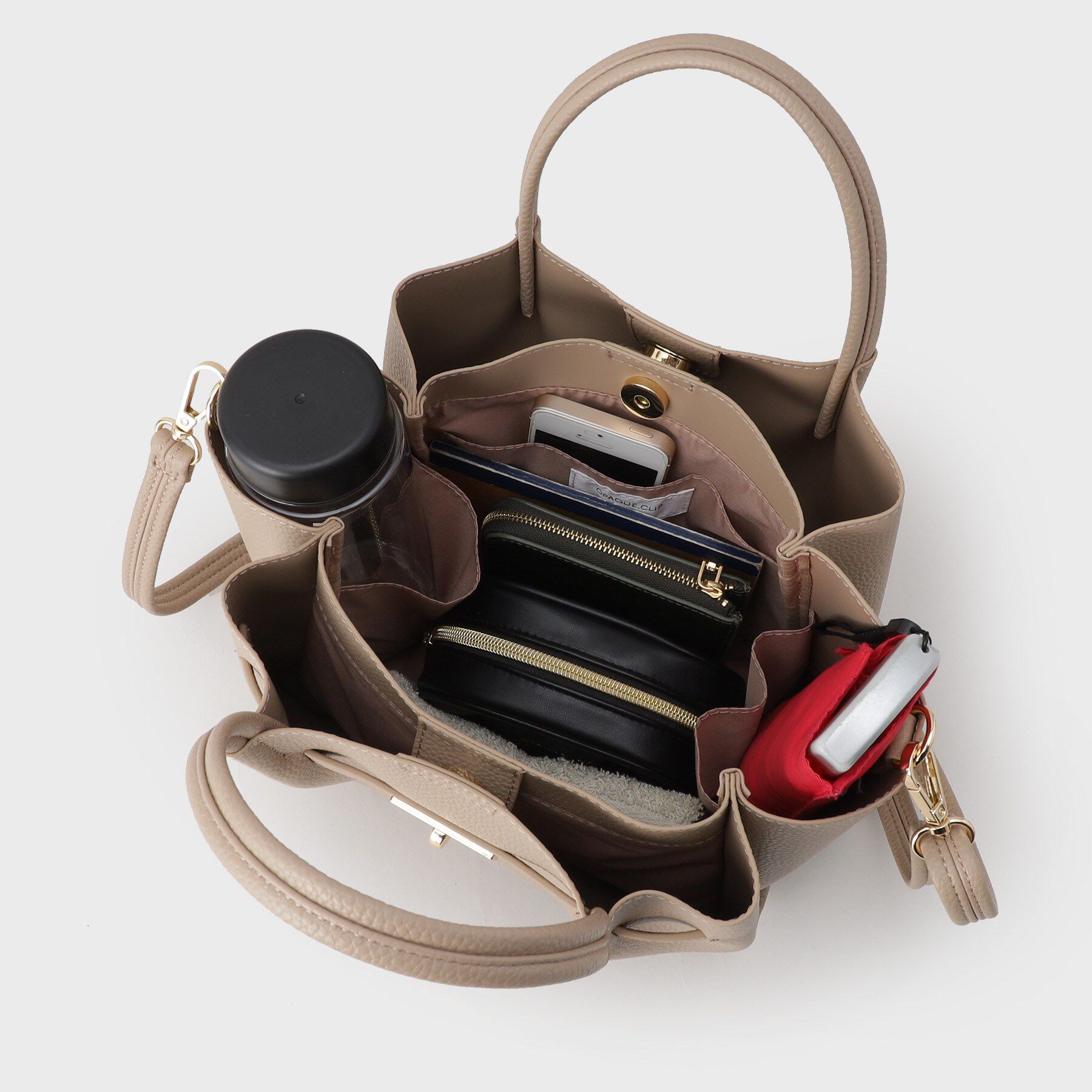 OPAQUE.CLIP「【軽量/2WAY/通勤対応】フロントベルトデザインミドルトートバッグ」|ショルダー・メッセンジャー|