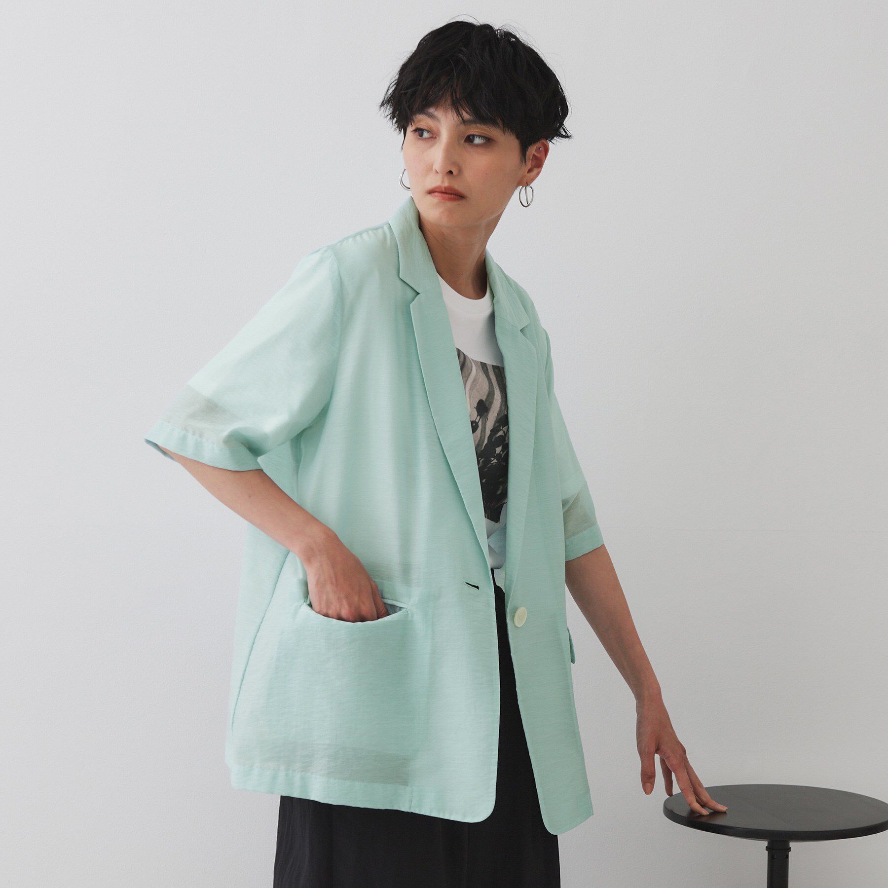 OPAQUE.CLIP「シアーハーフスリーブテーラードジャケット【洗える】」|テーラードジャケット|