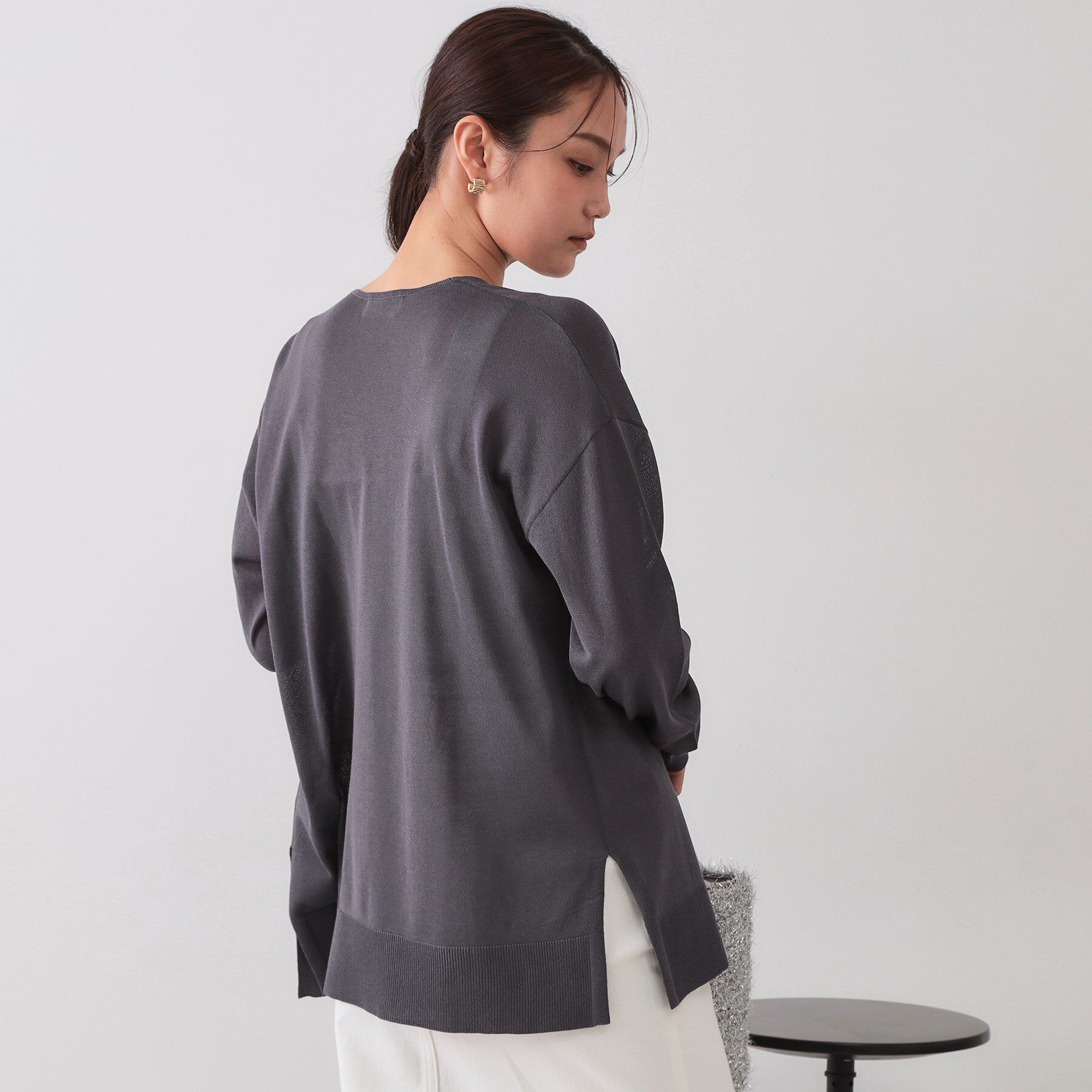 OPAQUE.CLIP「ミドル丈トッパーニットカーディガン【洗濯機洗い可/接触冷感/抗ピル】」|カーディガン|