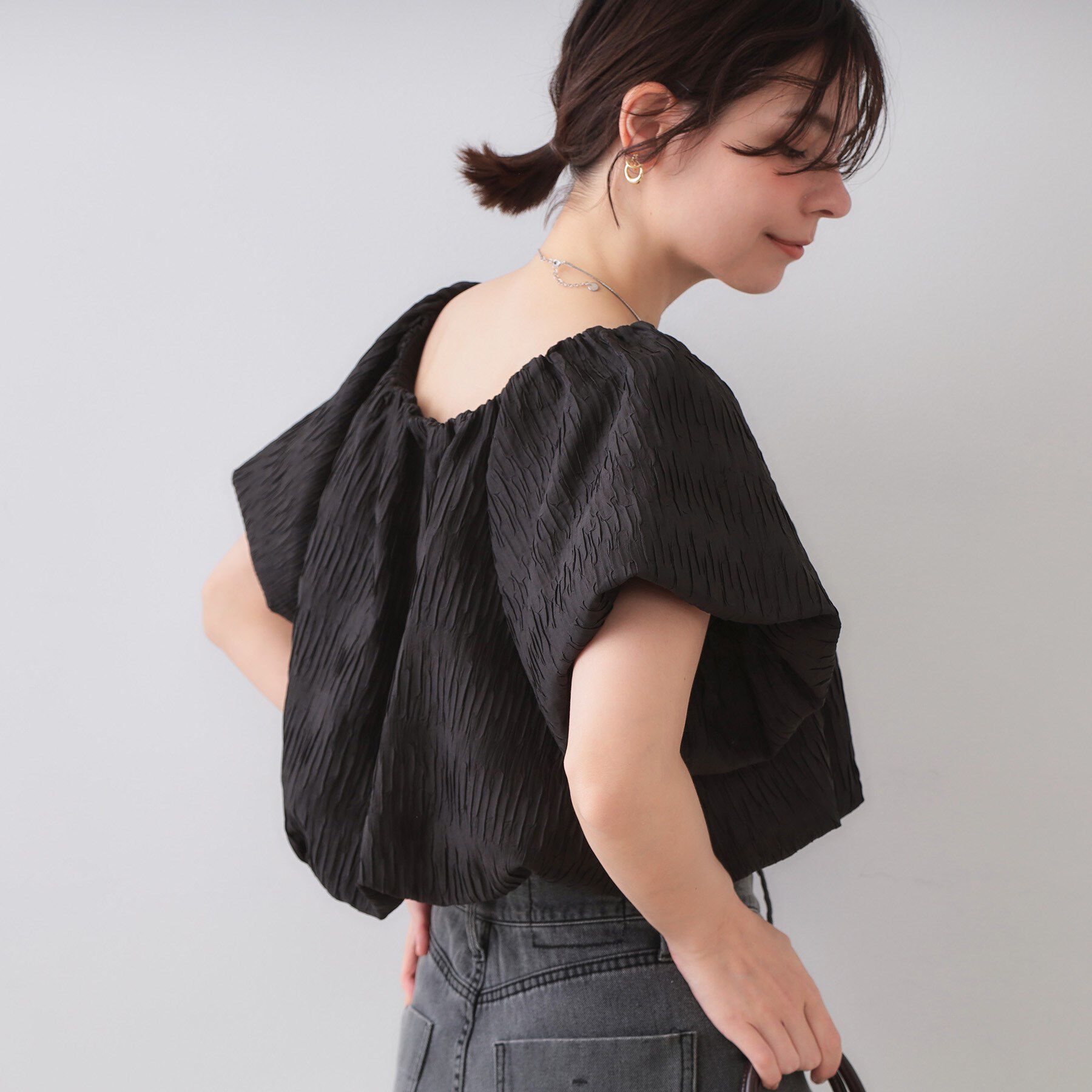 OPAQUE.CLIP「ふくれジャカードバルーンブラウス【洗濯機洗い可】」|シャツ・ブラウス|