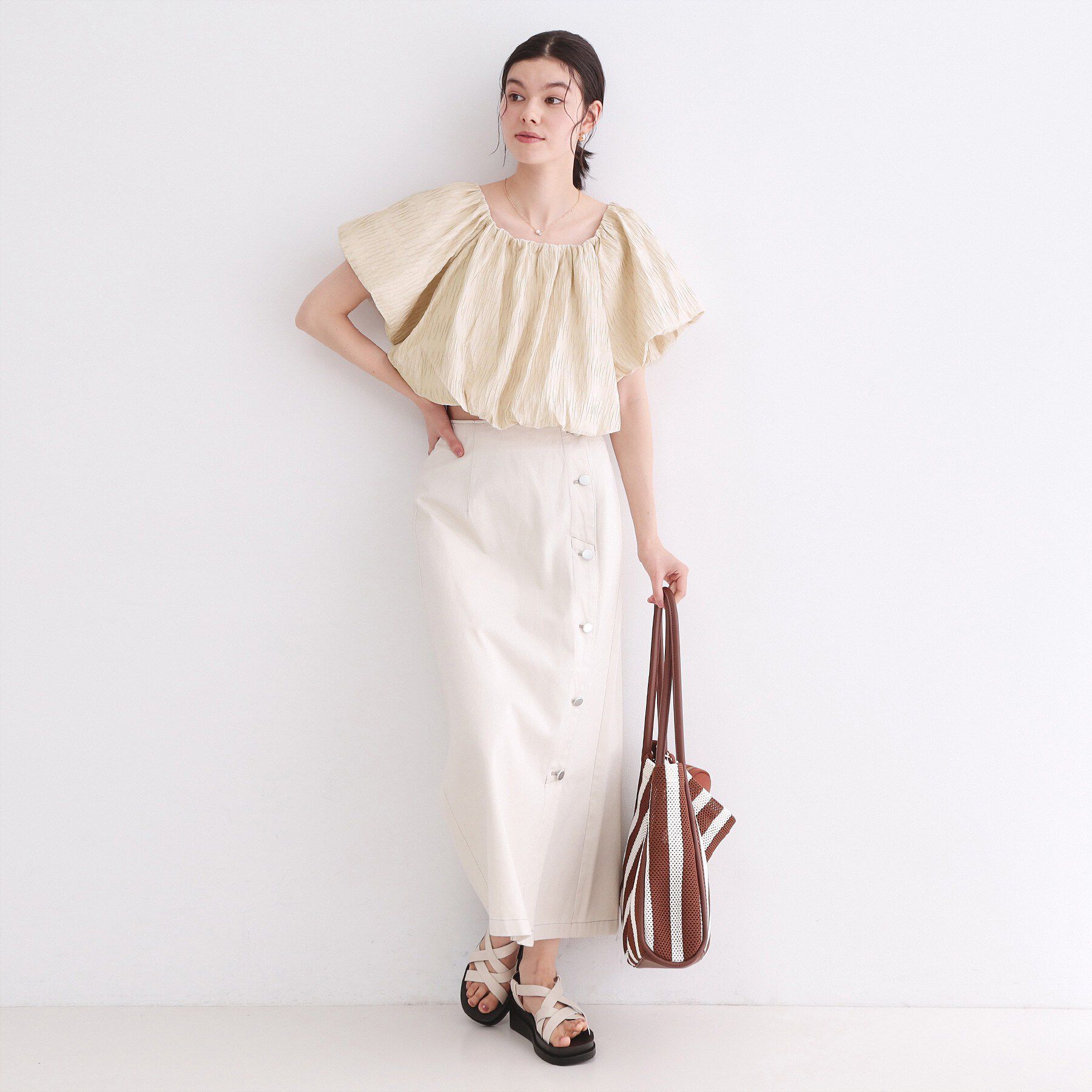 OPAQUE.CLIP「ふくれジャカードバルーンブラウス【洗濯機洗い可】」|シャツ・ブラウス|