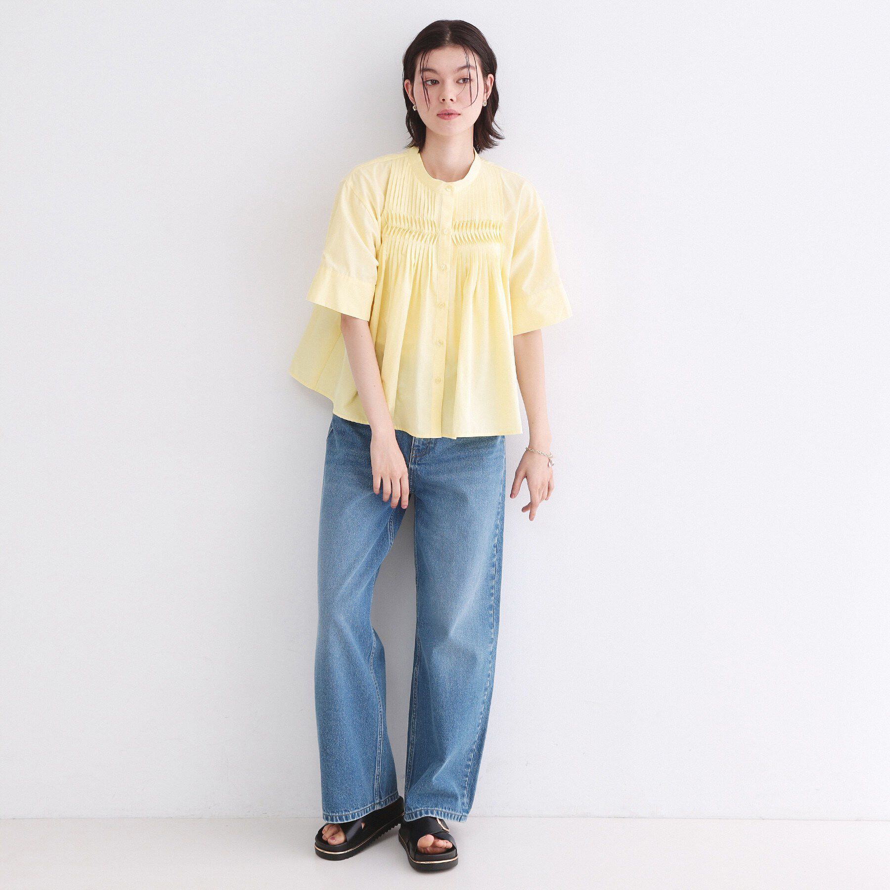 OPAQUE.CLIP「ピンタックフレアシャツ【洗濯機洗い可】」|シャツ・ブラウス|