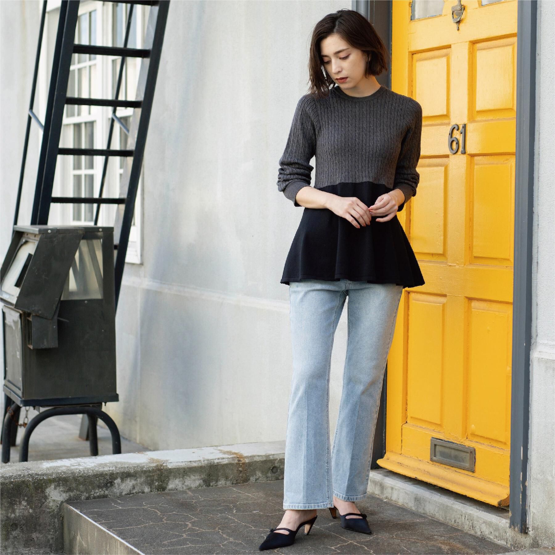 OPAQUE.CLIP「ストレッチセミフレアデニム【洗濯機洗い可】《SS-LLサイズ》」|デニム|